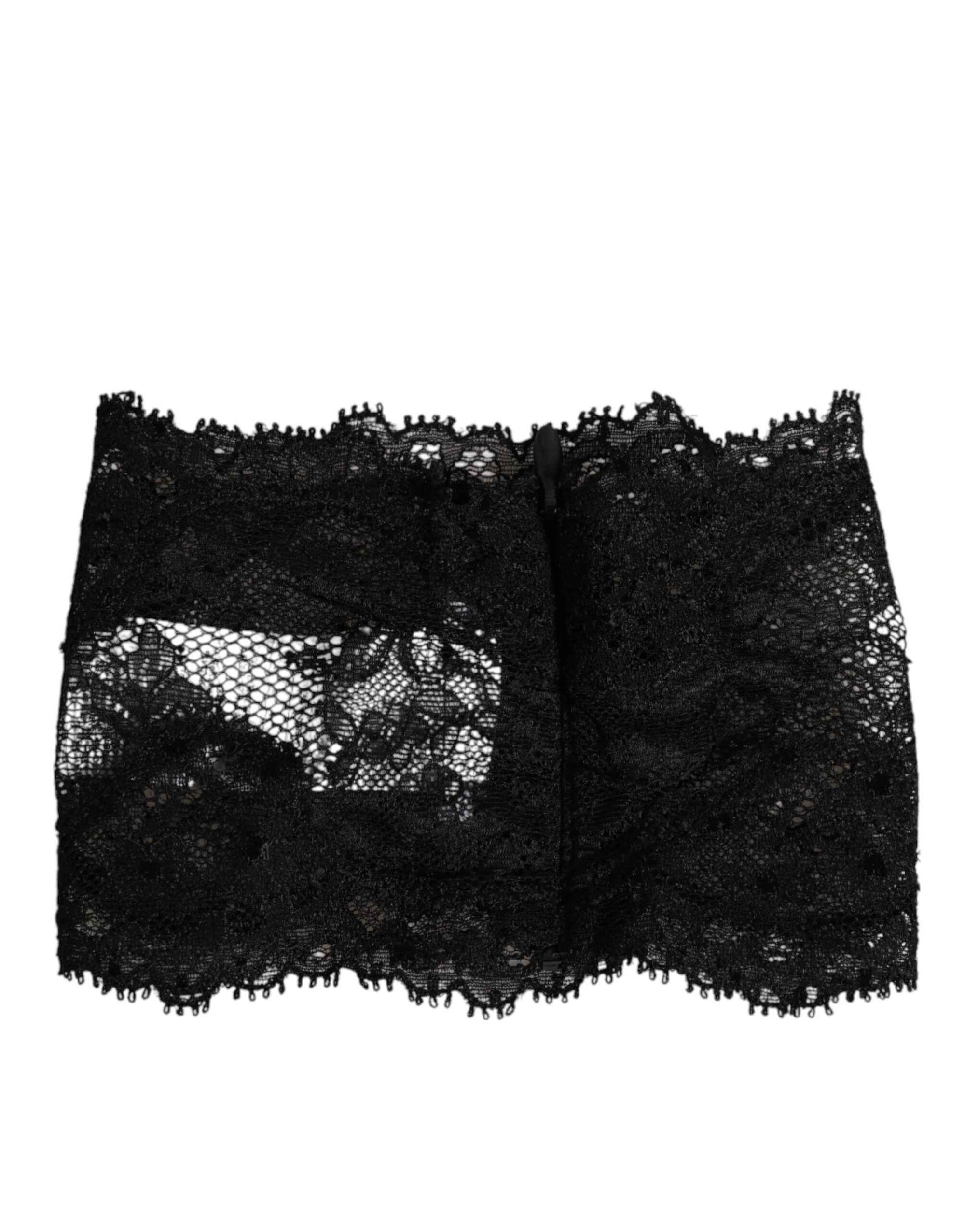 Dolce & Gabbana Black Lace Bandeau Bustier Top Sheer Stretch Underwear