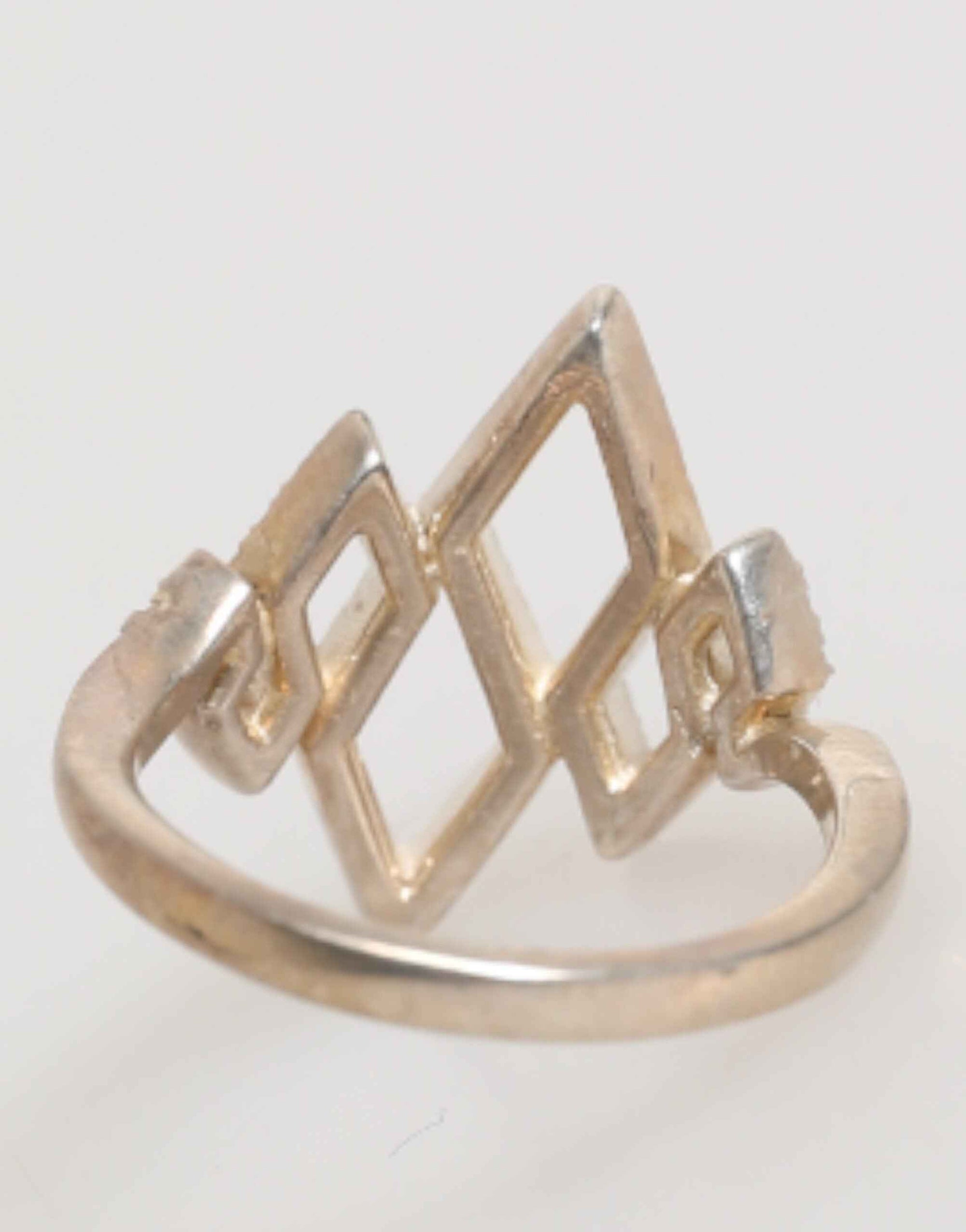 Nialaya Geometric Diamond Shape Pave CZ Crystal Jewelry Ring