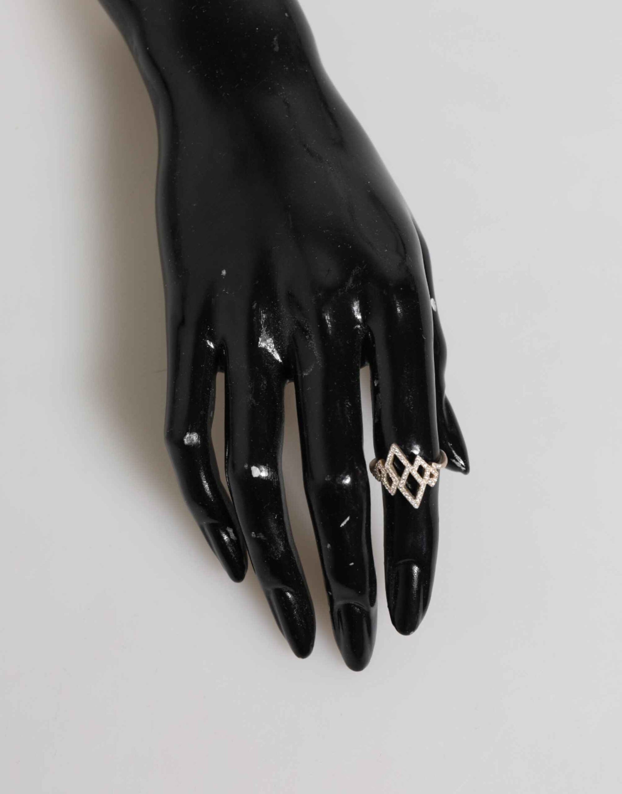 Nialaya Geometric Diamond Shape Pave CZ Crystal Jewelry Ring