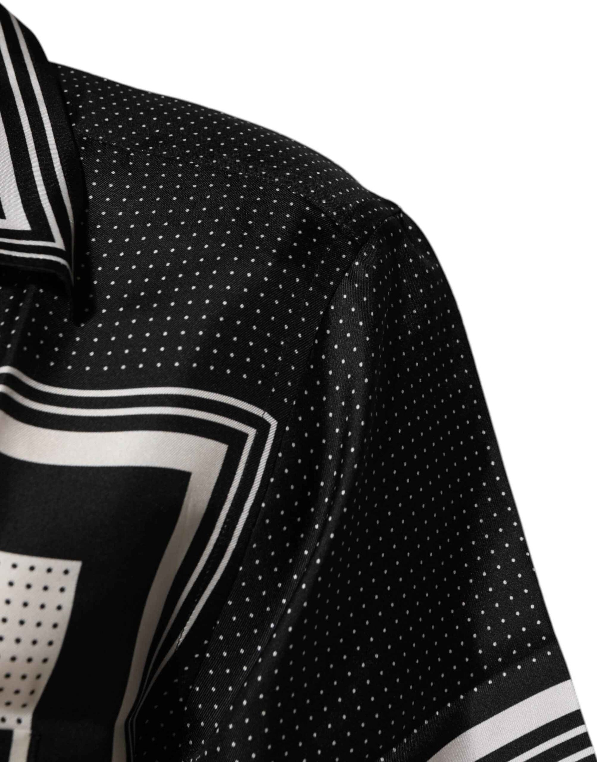 Dolce & Gabbana Black White StripeDot Print Casual Polo Shirt
