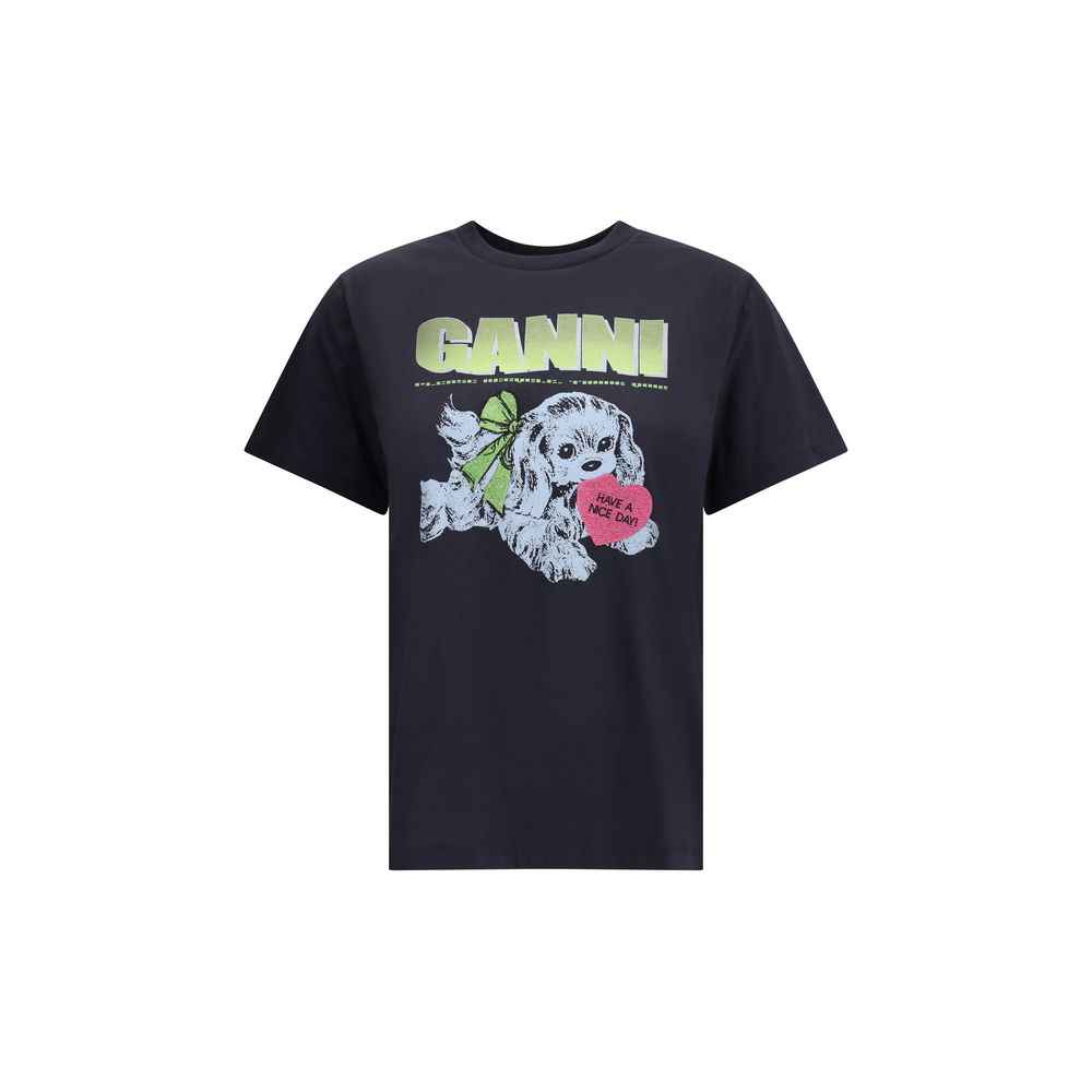 Ganni Black Cotton T-Shirt