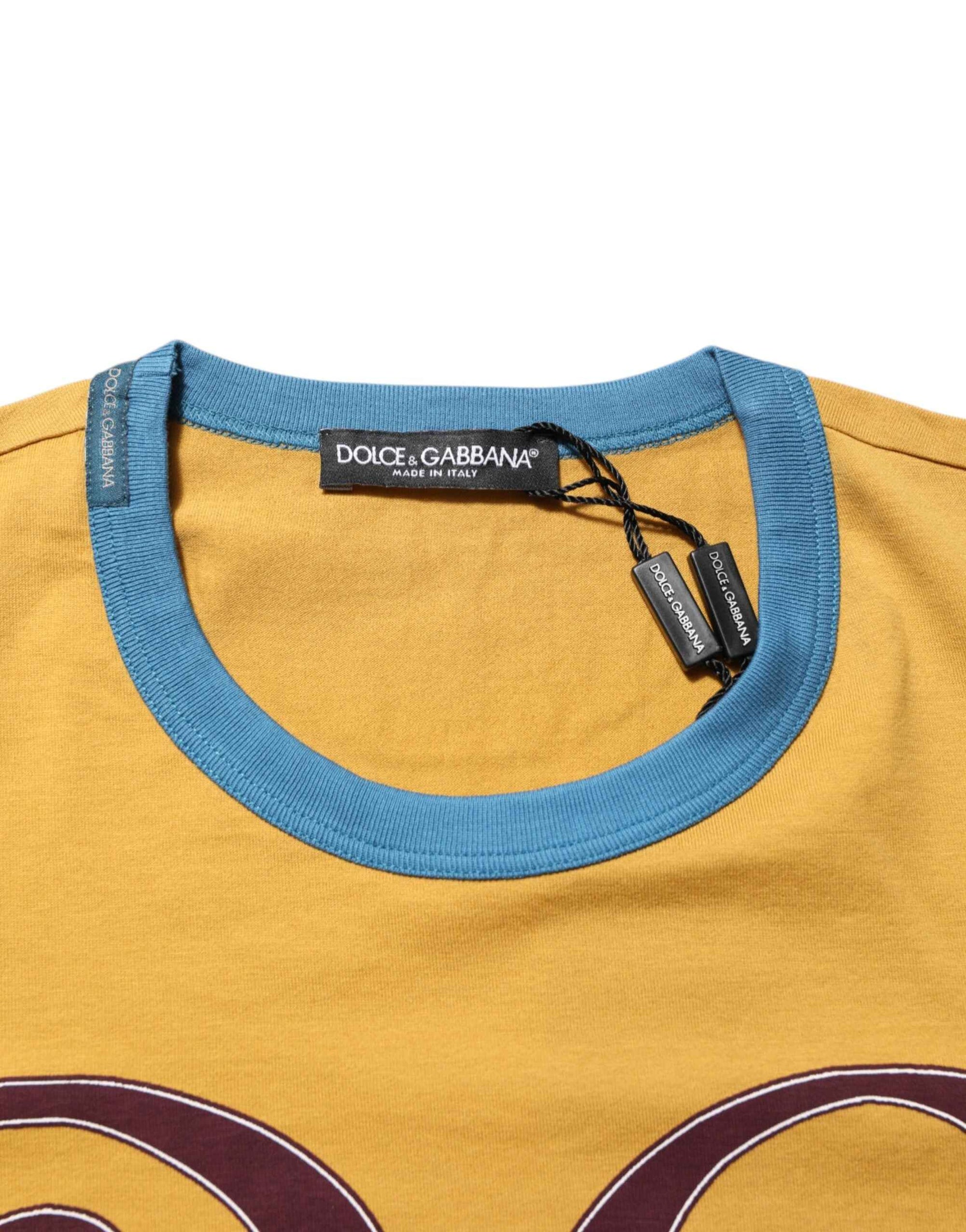 Dolce & Gabbana Yellow Logo Crew Neck Short Sleeves T-shirt