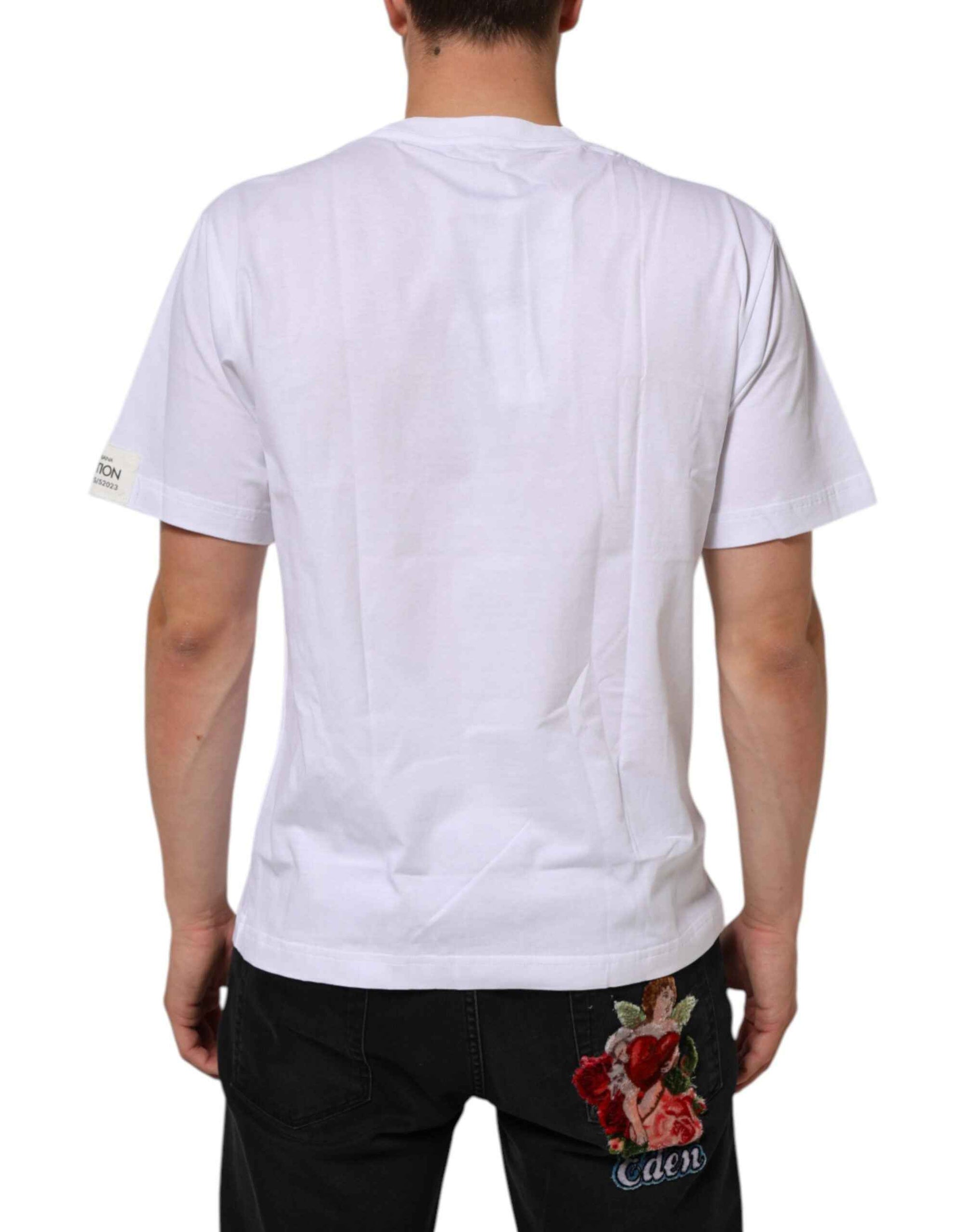 Dolce & Gabbana White Graphic Print Cotton Crew Neck T-shirt