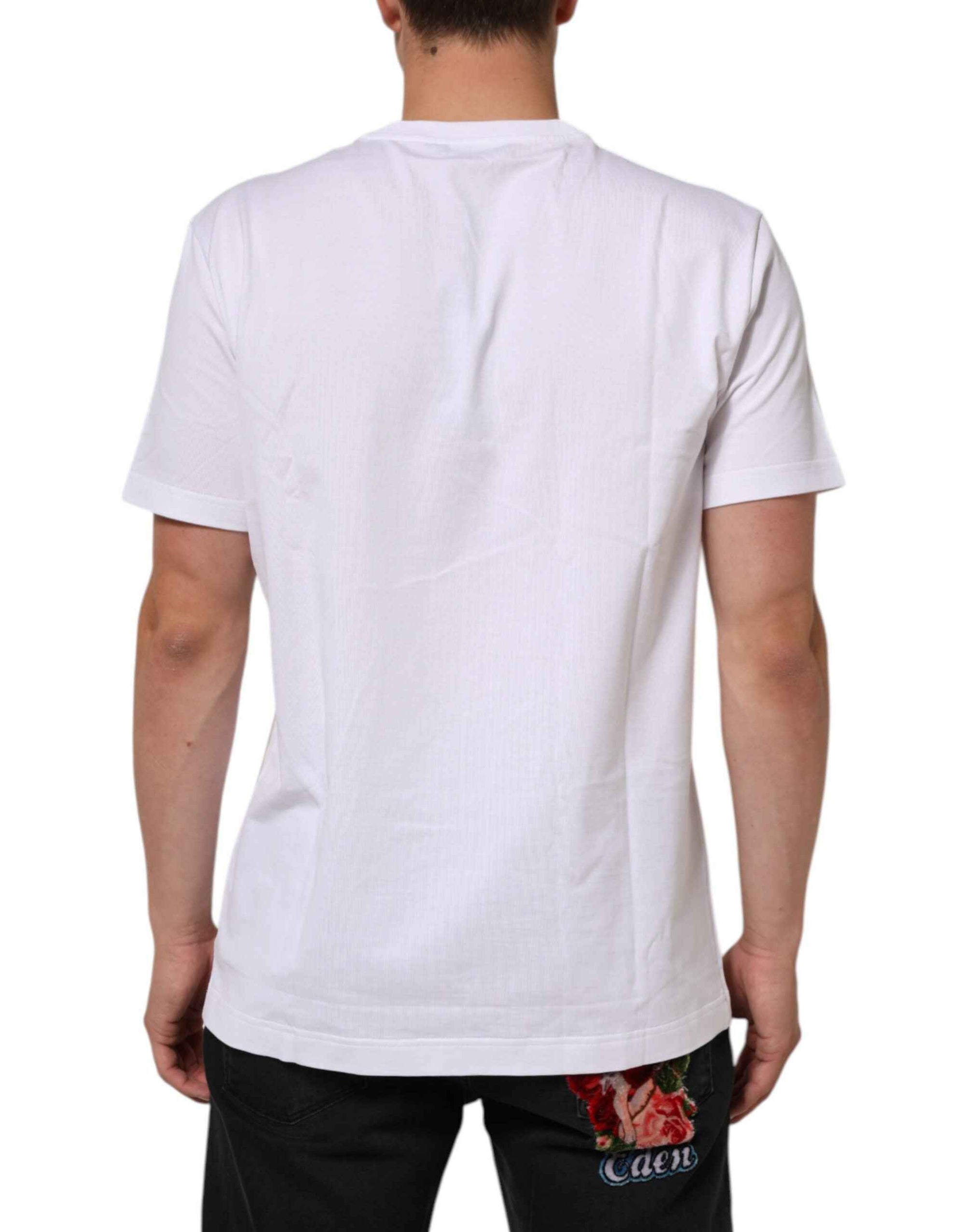 Dolce & Gabbana White Cotton Crew Neck Short Sleeves T-shirt