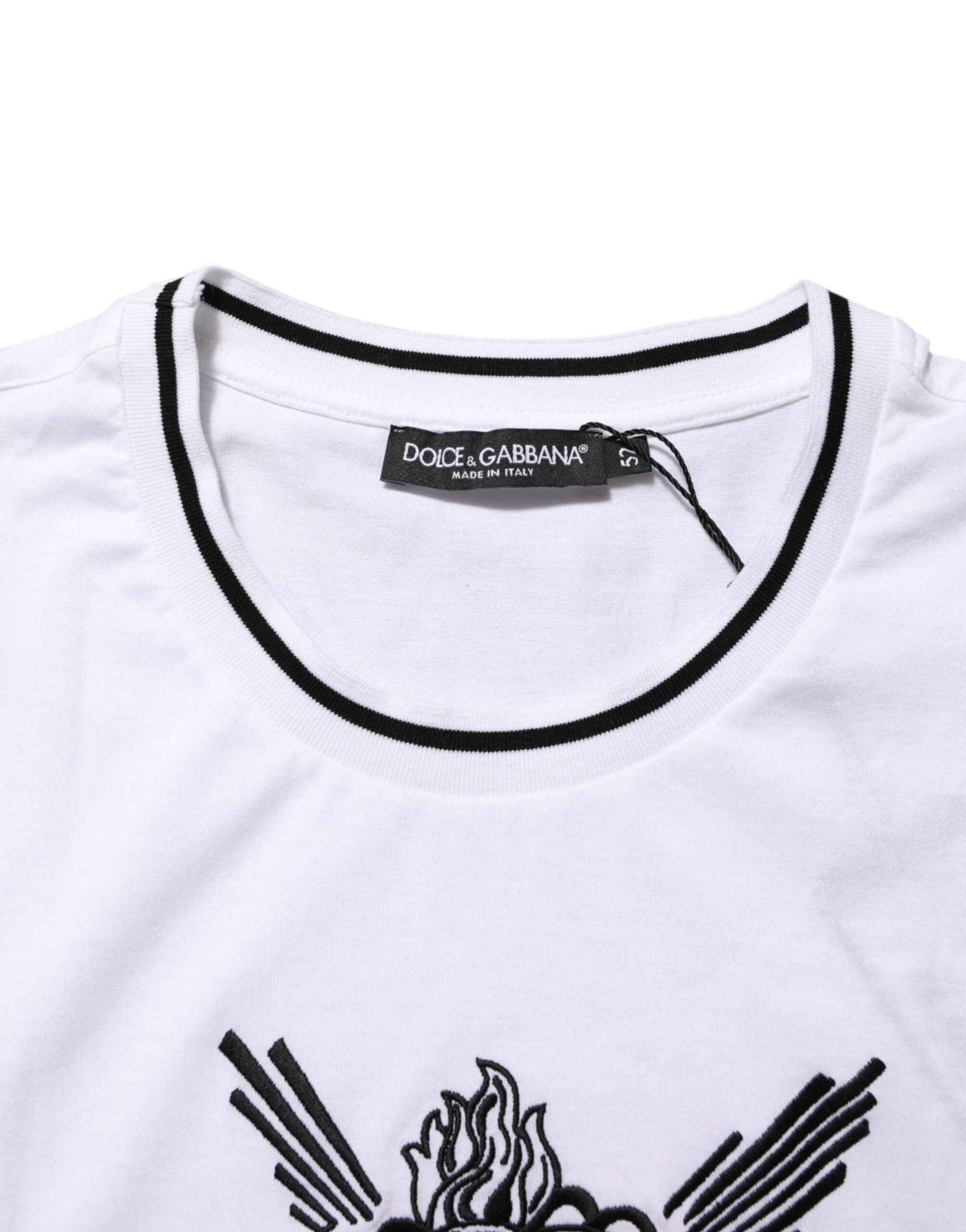 Dolce & Gabbana White Sacred Heart Short Sleeve Men T-shirt