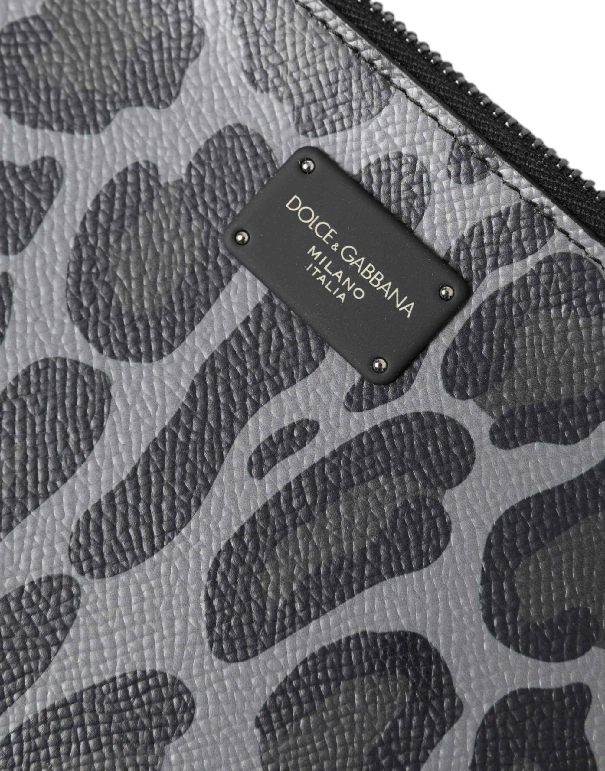 Dolce & Gabbana Multicolor Leopard Jacquard Logo Plaque Document Briefcase Bag
