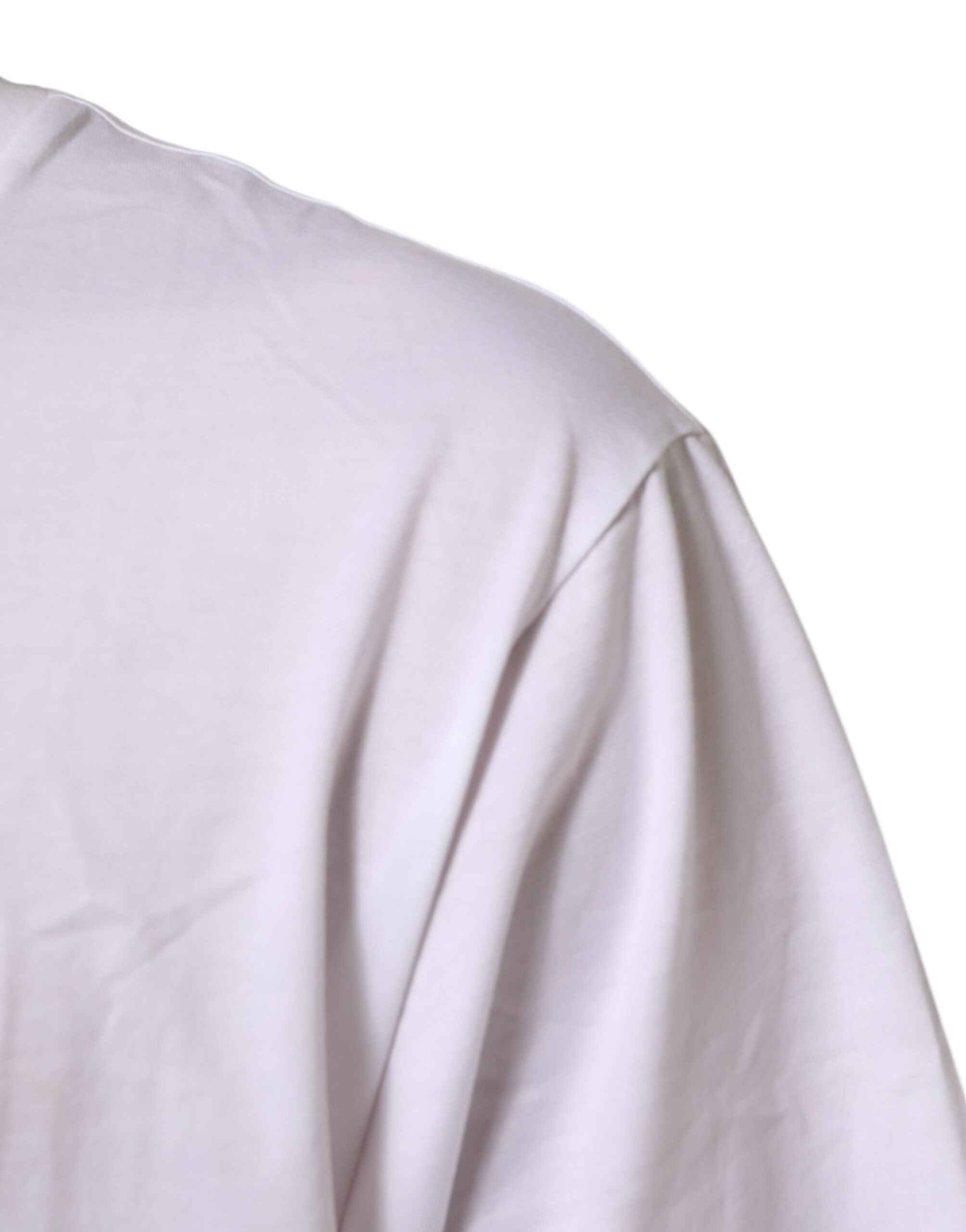 Dolce & Gabbana White Logo Print Cotton Crew Neck Men T-shirt