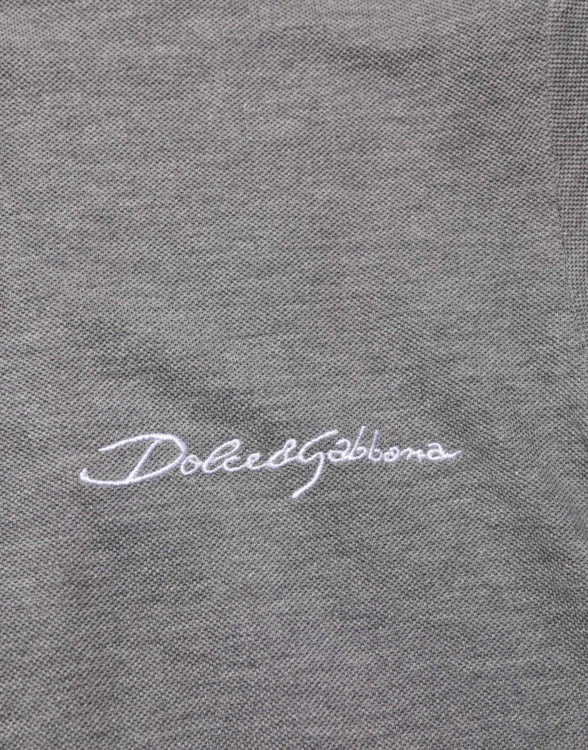 Dolce & Gabbana Gray Logo Embroidery Collared Polo T-shirt