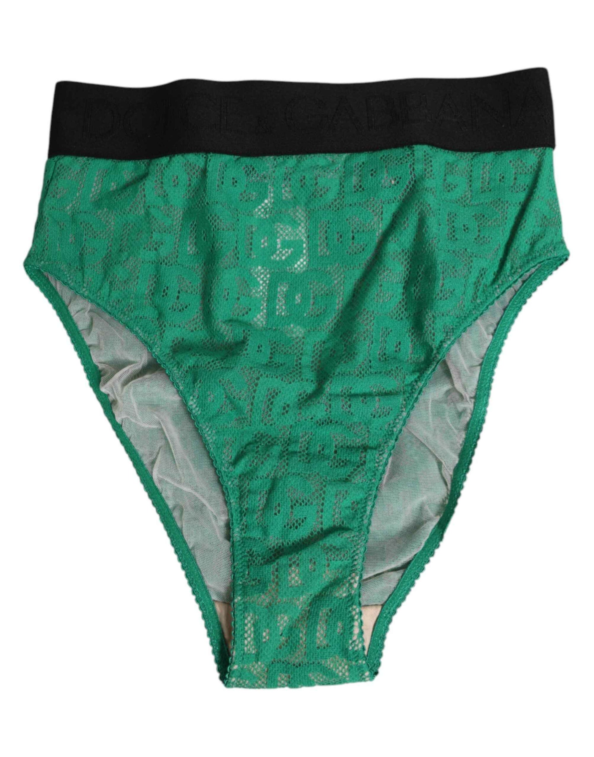 Dolce & Gabbana Green DG Logo Lace High Brief Panty Underwear