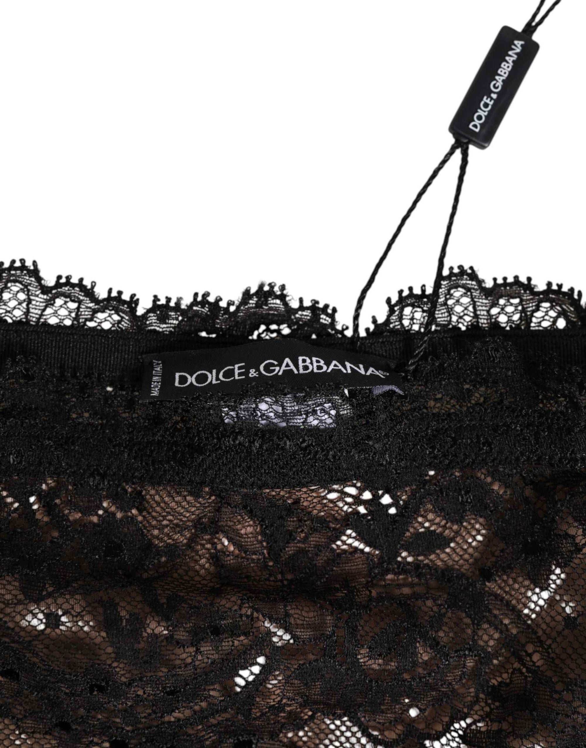 Dolce & Gabbana Black Floral Lace Mesh High Brief Panty  Underwear
