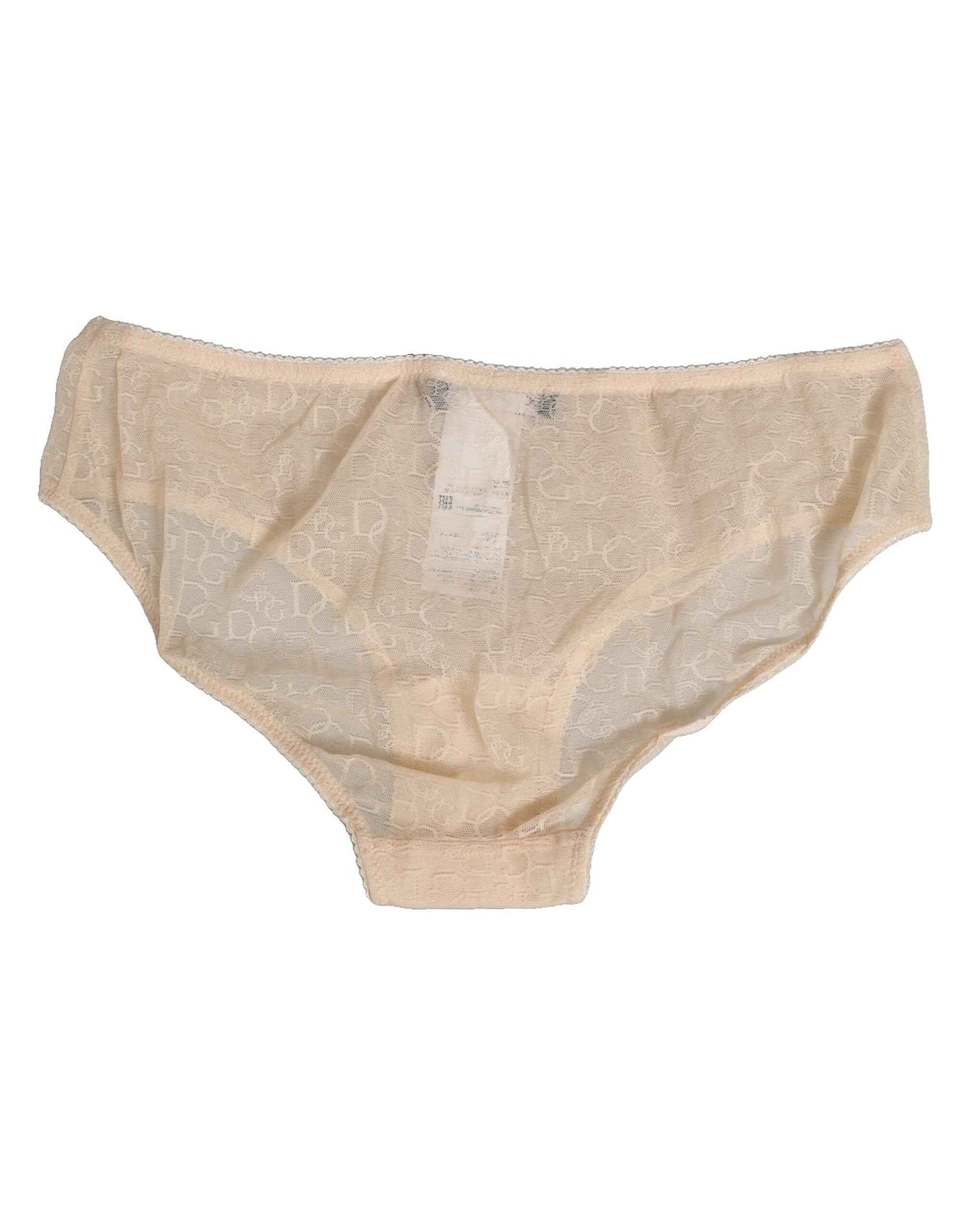 Dolce & Gabbana Beige DG Logo Lace Mid Waist Panty Underwear