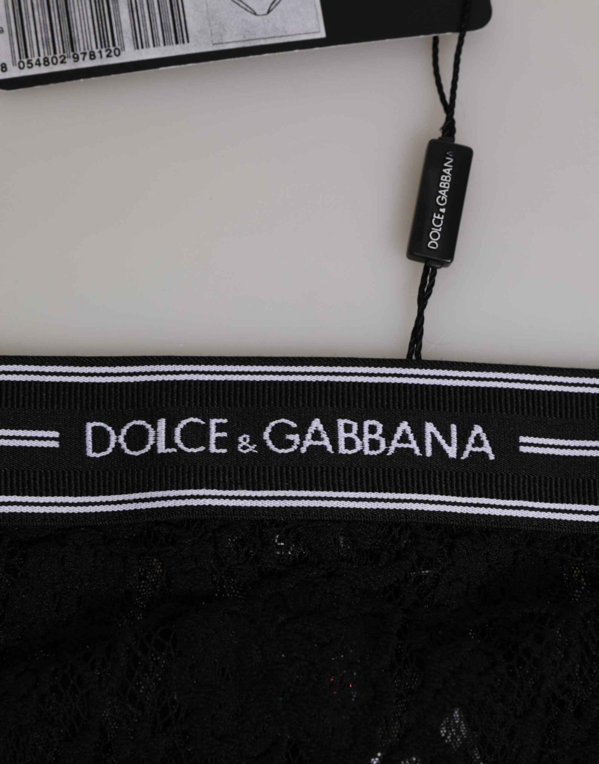 Dolce & Gabbana Black Lace Slip Brief Logo Waistband  Underwear