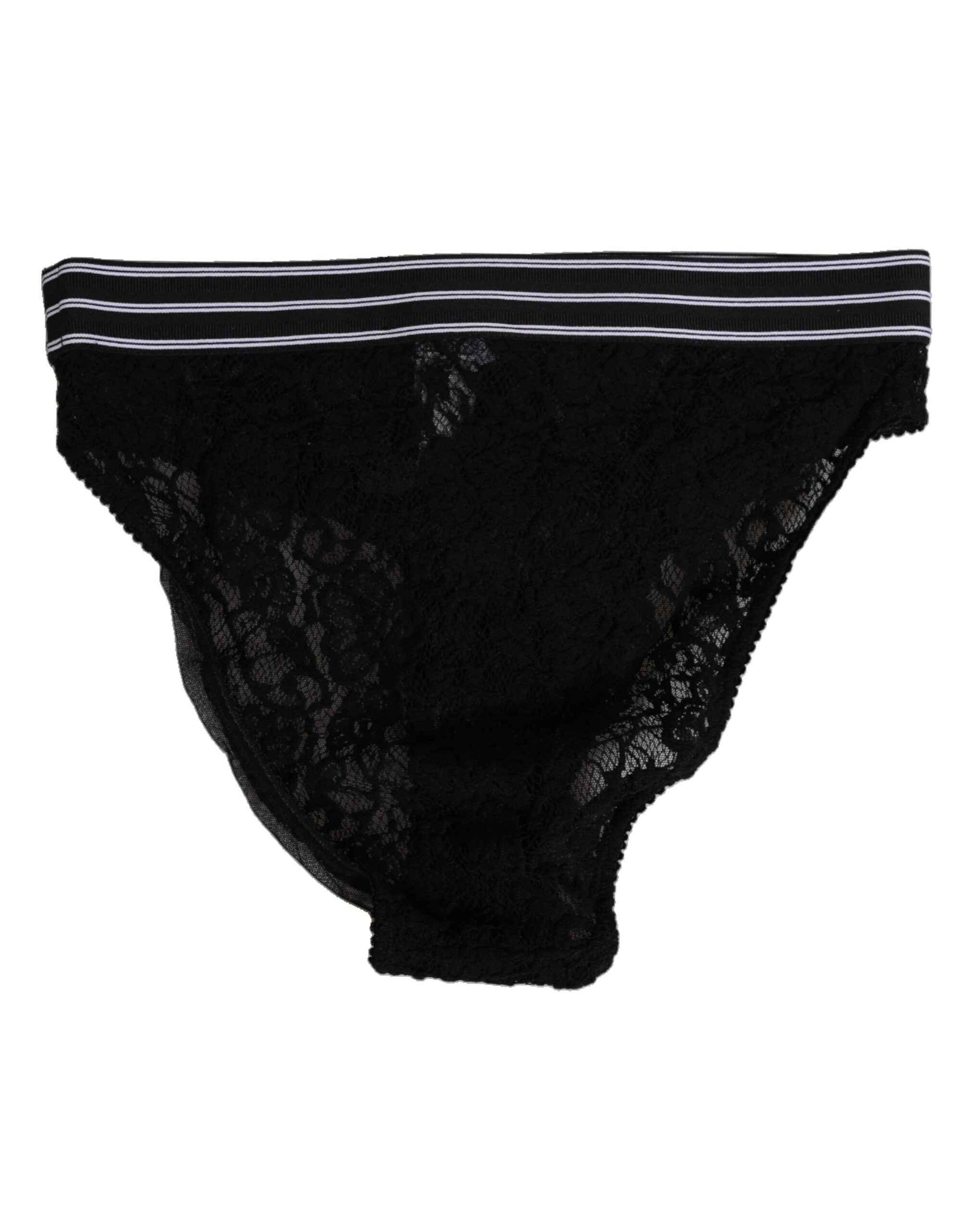 Dolce & Gabbana Black Lace Slip Brief Logo Waistband  Underwear