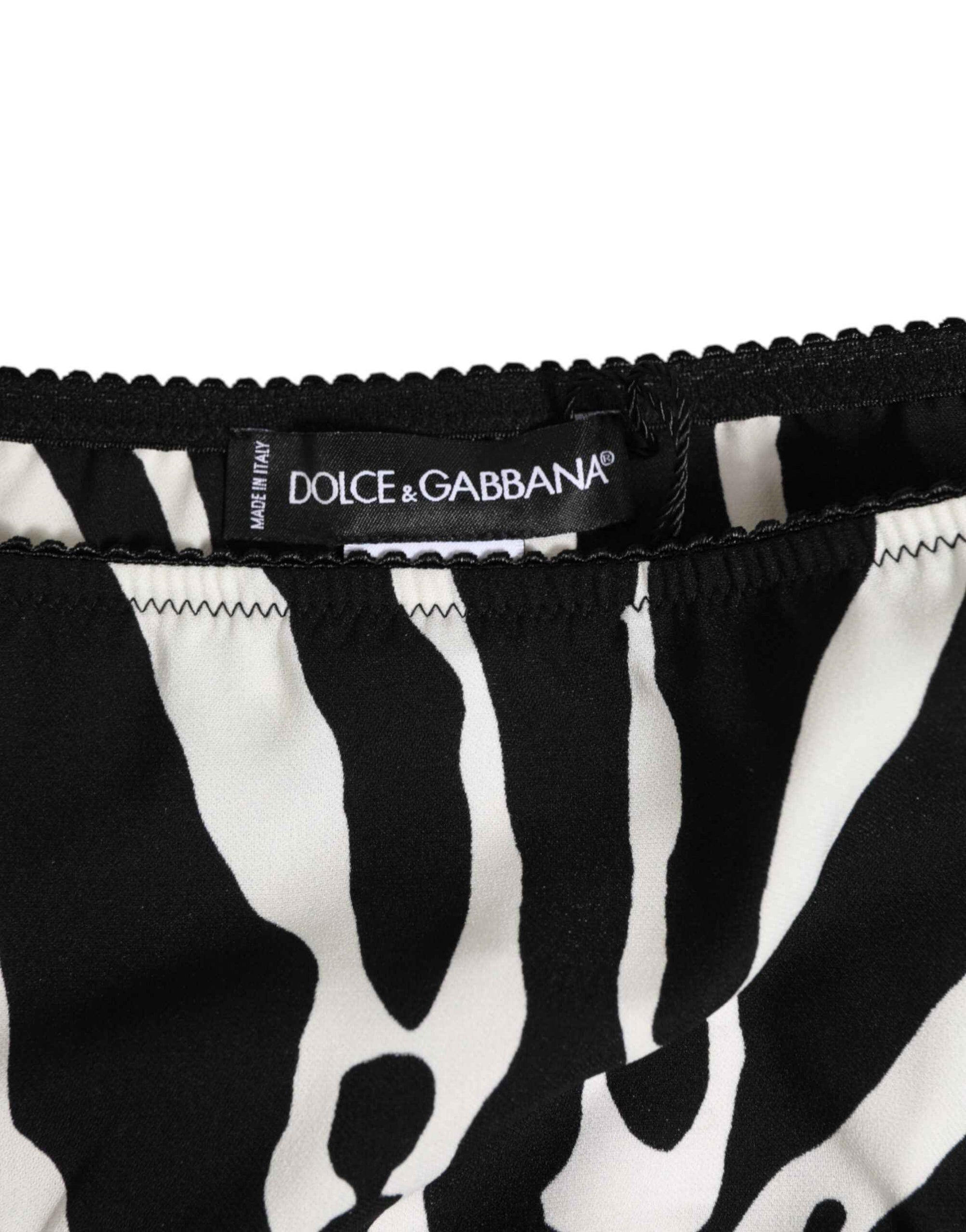 Dolce & Gabbana Black White Zebra Print Slip Briefs Underwear