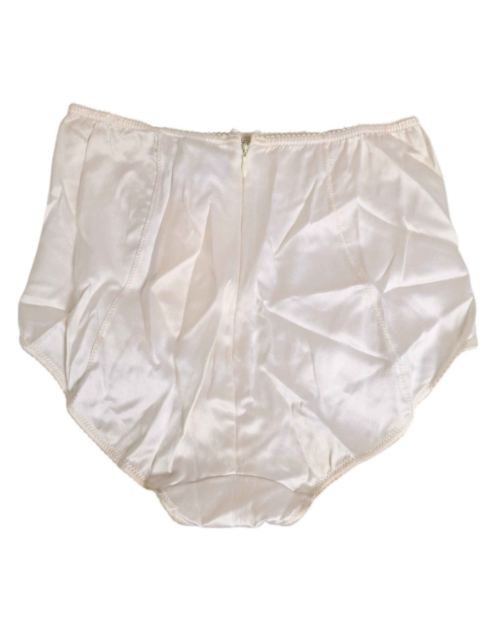 Dolce & Gabbana Off White Silk High Waist Girdle Panty Underwear