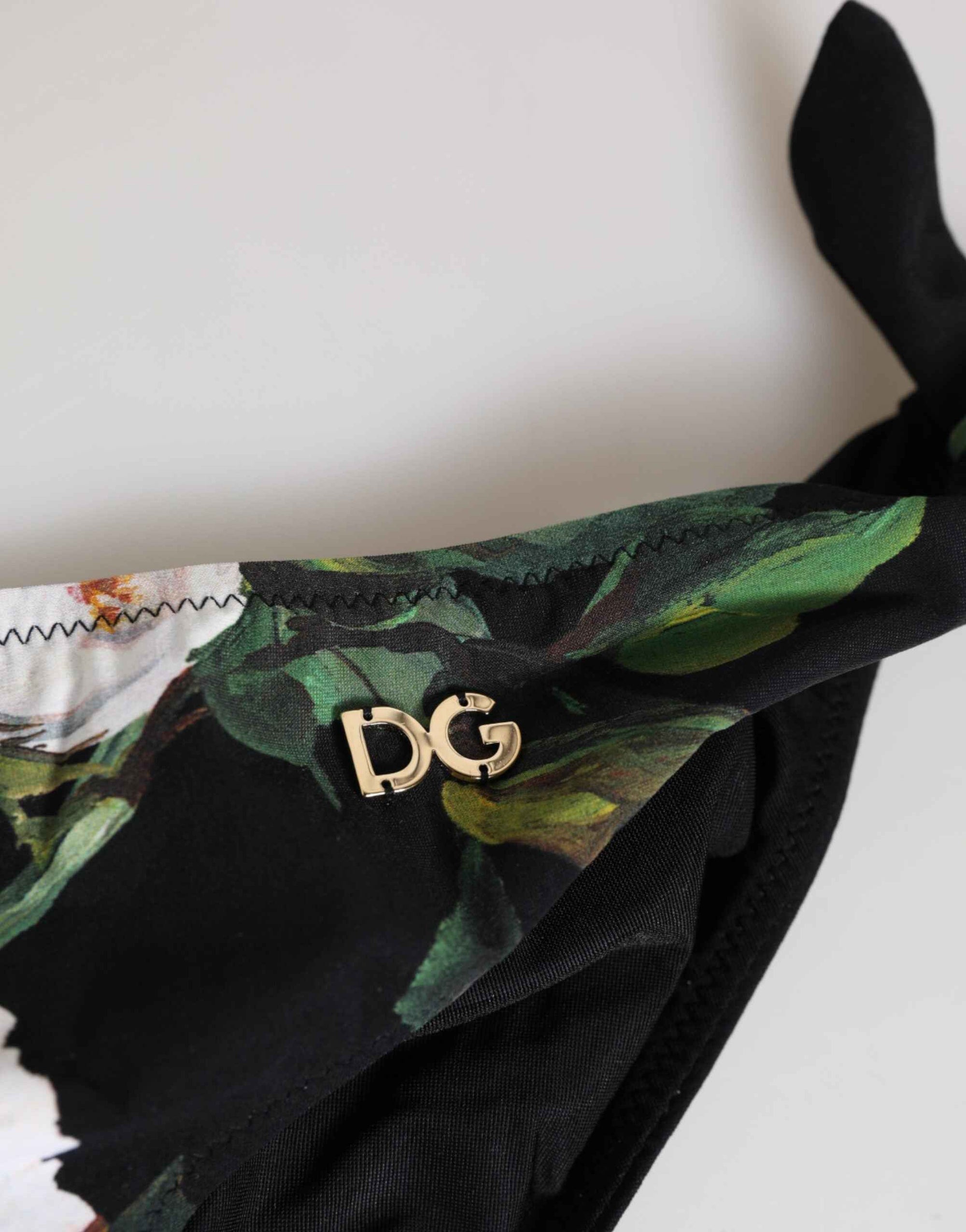 Dolce & Gabbana Black Side Tie Floral Bikini Bottom Swimwear