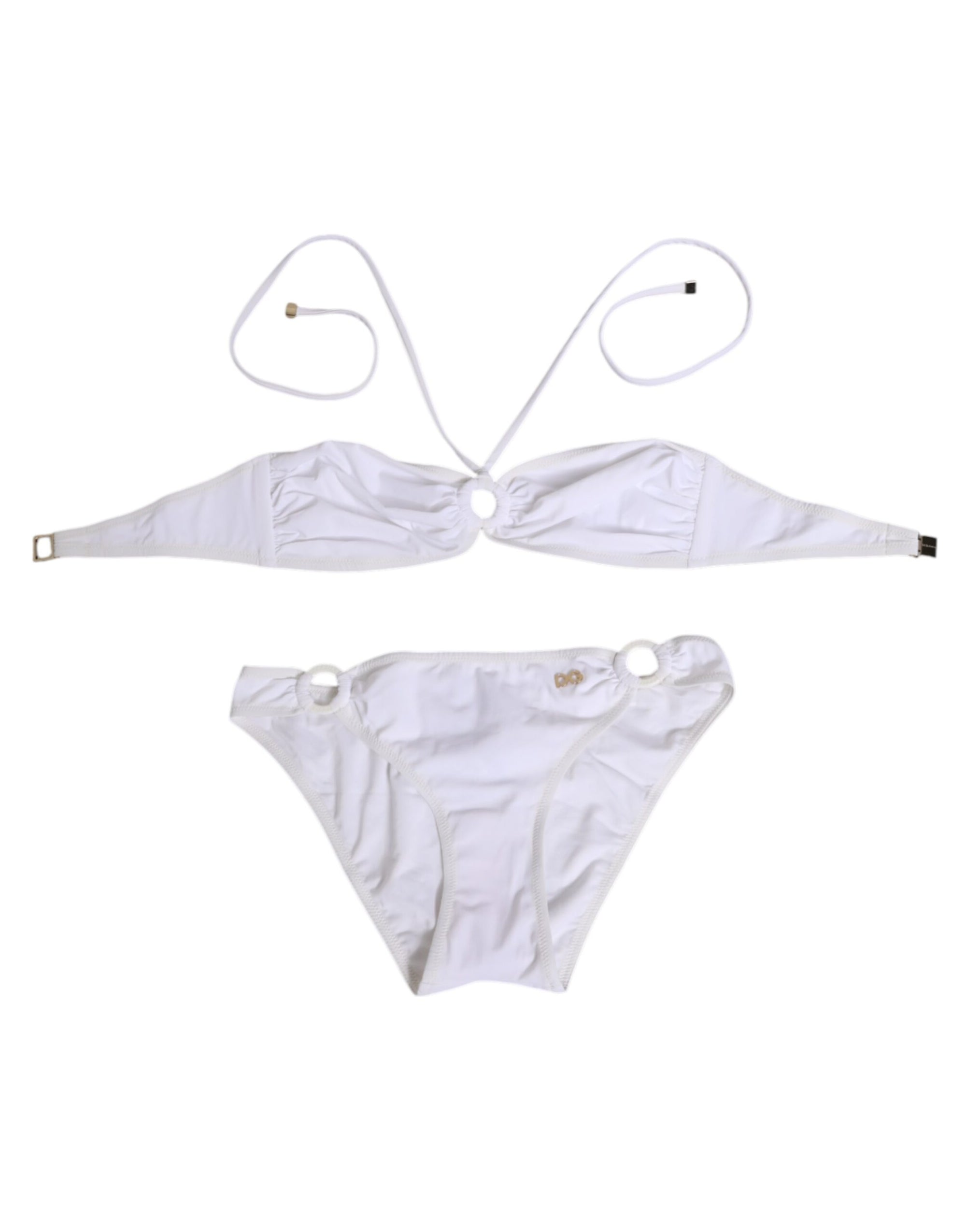 Dolce & Gabbana White Logo Swimsuit 2 Piece Top Bottom Swimwear