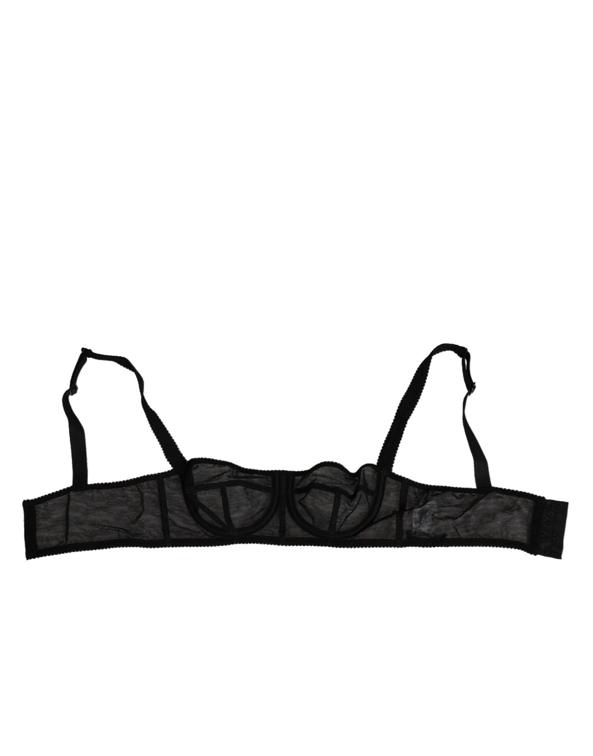 Dolce & Gabbana Black Floral Underwired Balconette Bra Underwear