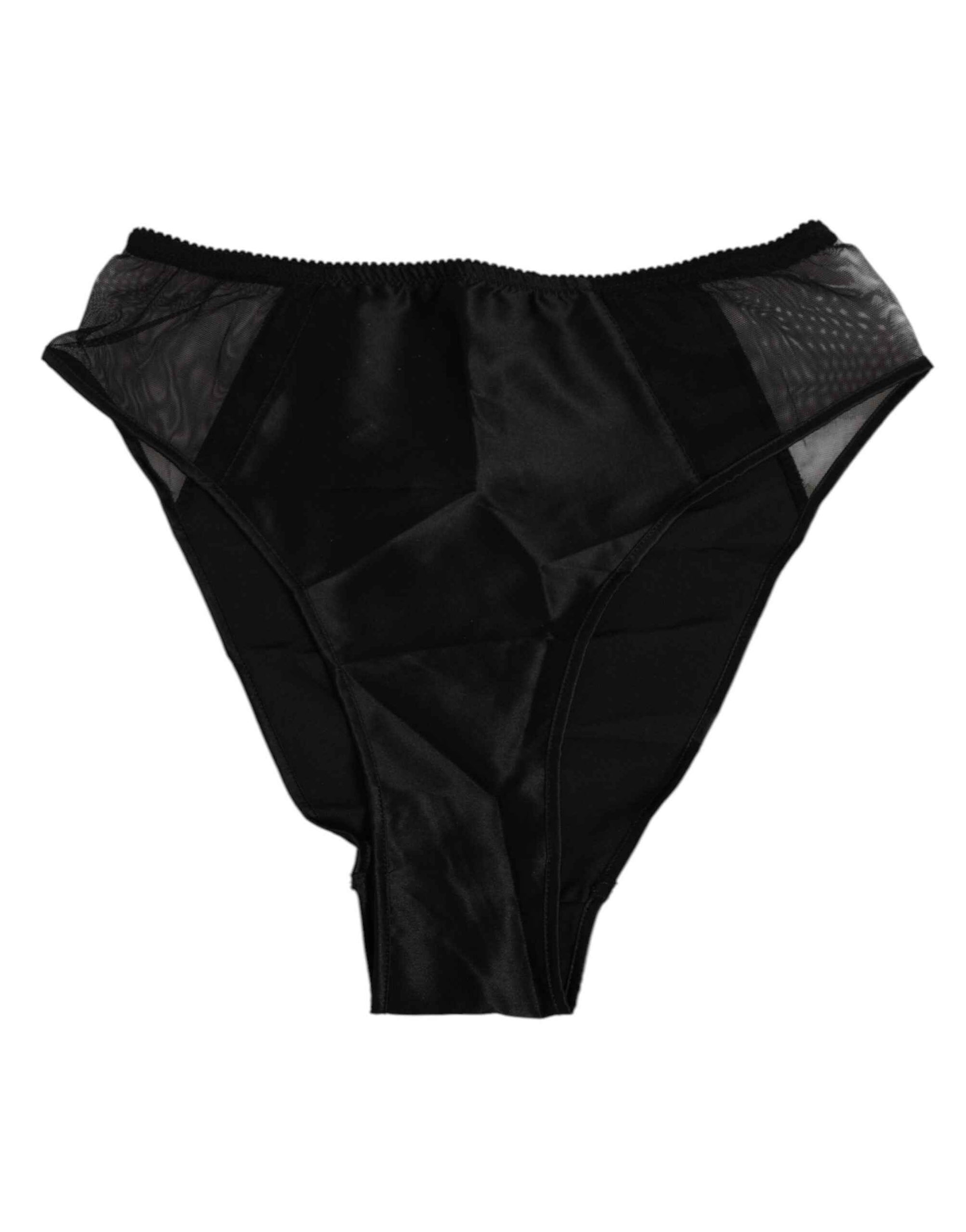 Dolce & Gabbana Black Silk Stretch High Waist Panty Underwear