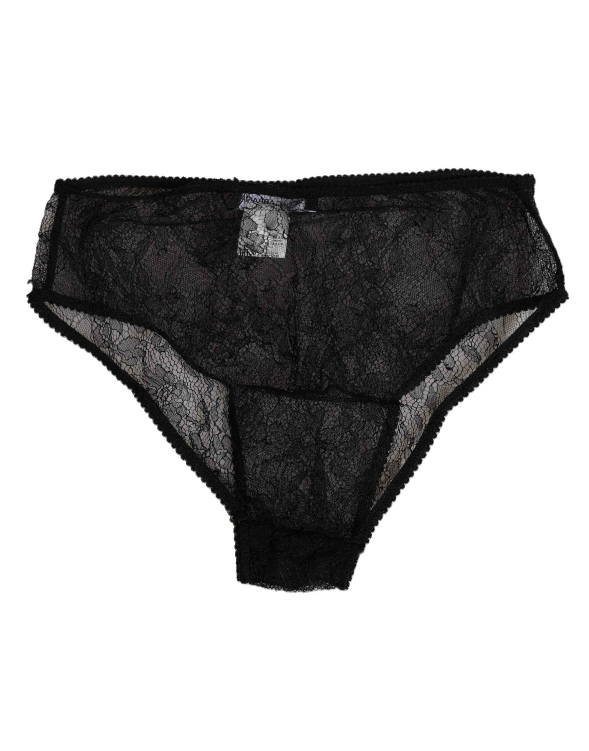 Dolce & Gabbana Black Nylon Stretch High Waist Panty Underwear
