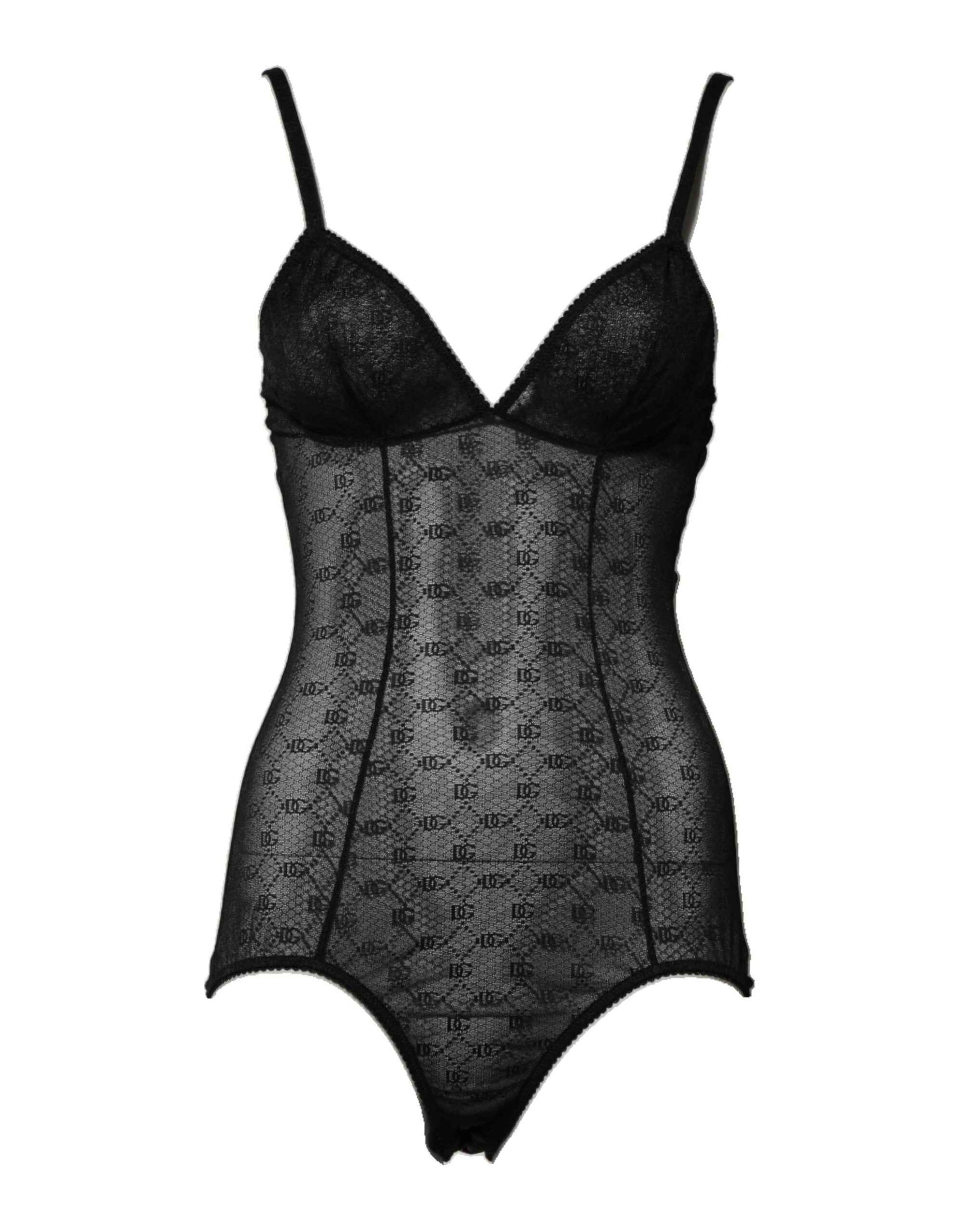 Dolce & Gabbana Black Nylon Stretch Bodysuit Lingerie Underwear