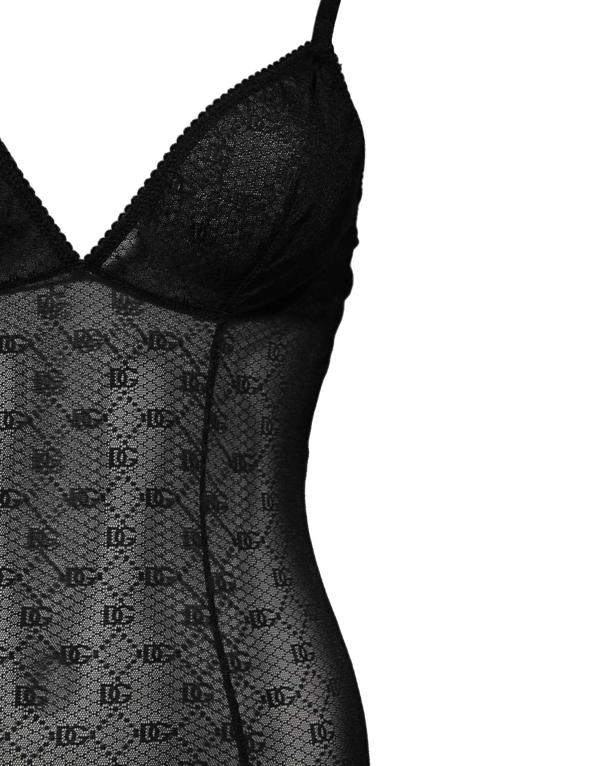 Dolce & Gabbana Black Nylon Stretch Bodysuit Lingerie Underwear