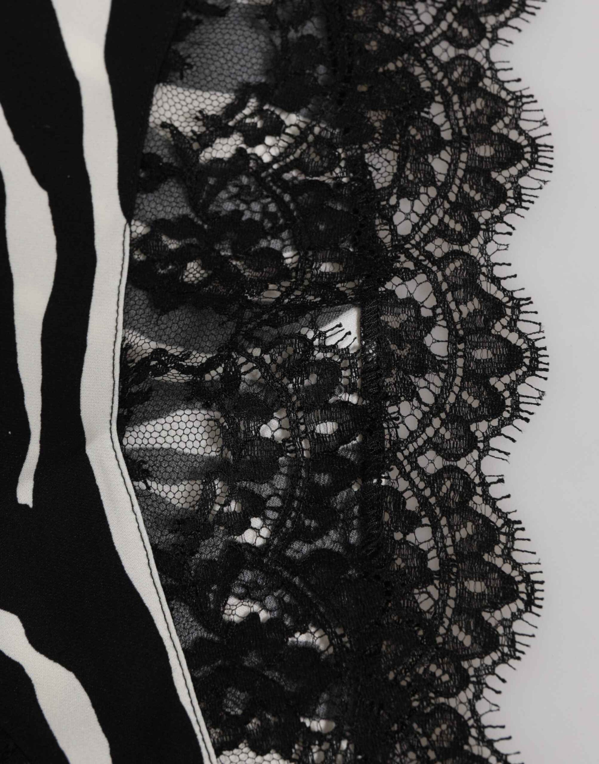 Dolce & Gabbana Black Silk Zebra Print Lace High Waist Underwear