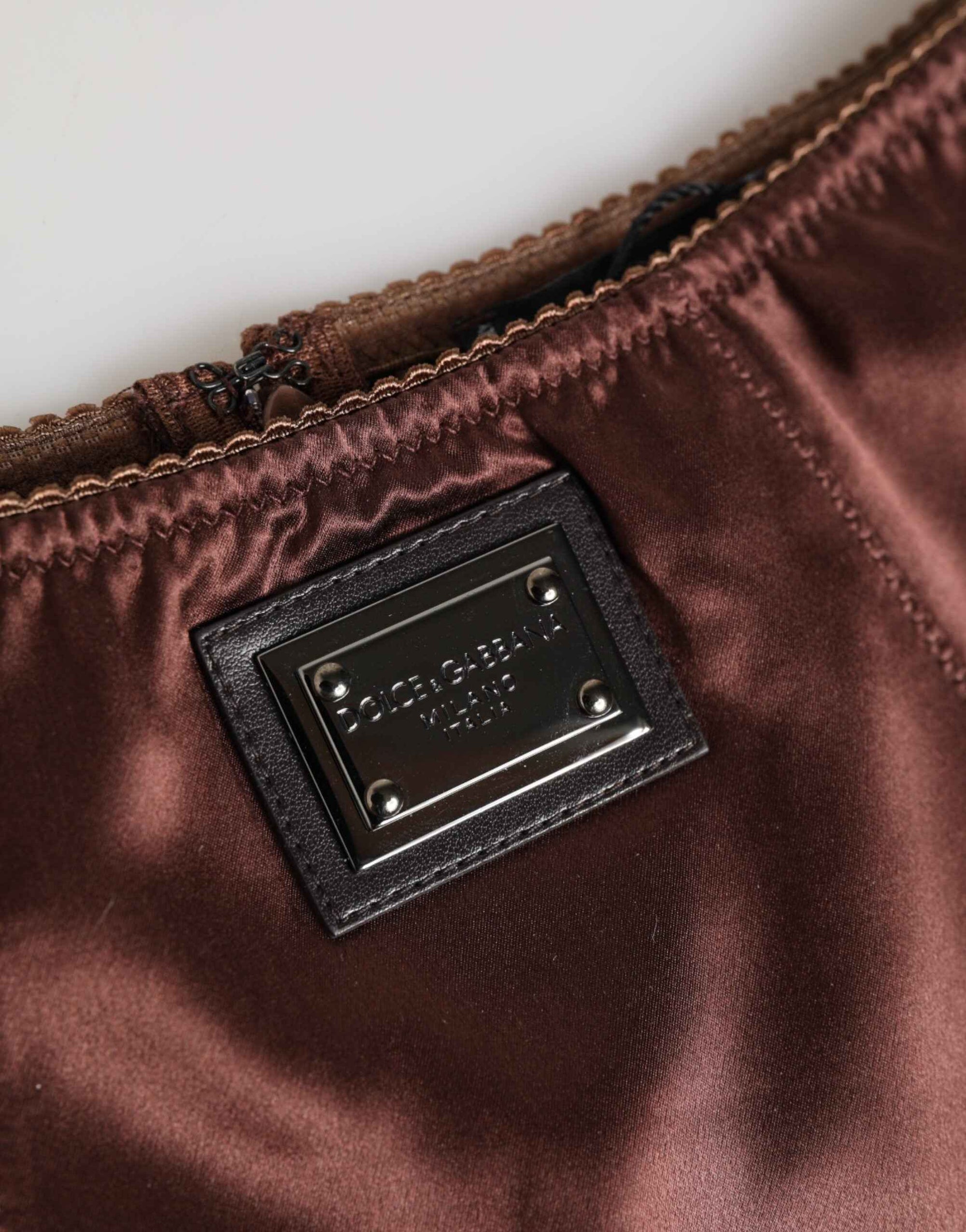 Dolce & Gabbana Brown Silk Stretch High Waist Girdle Underwear
