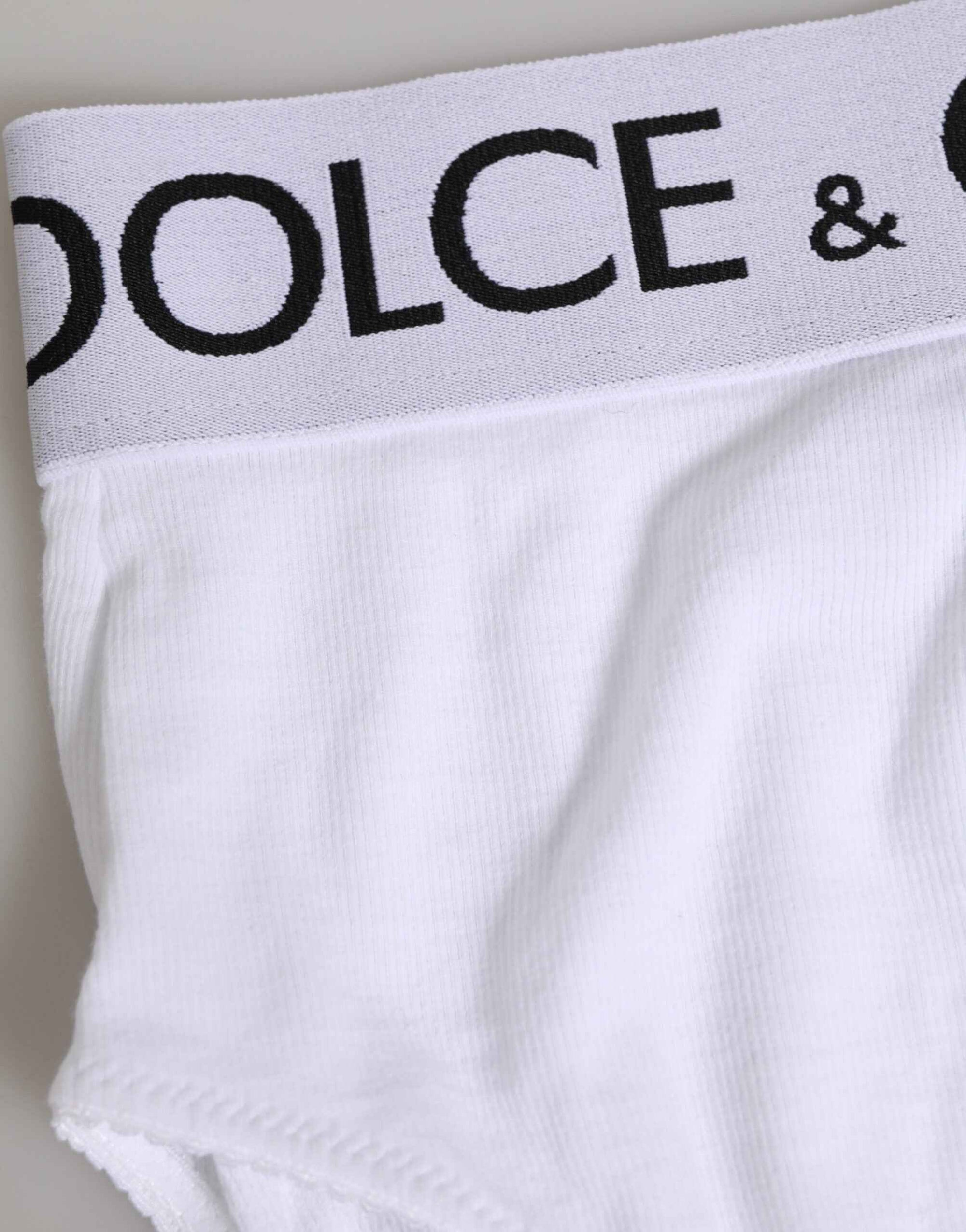 Dolce & Gabbana White Cotton Stretch High Waist Panty Underwear