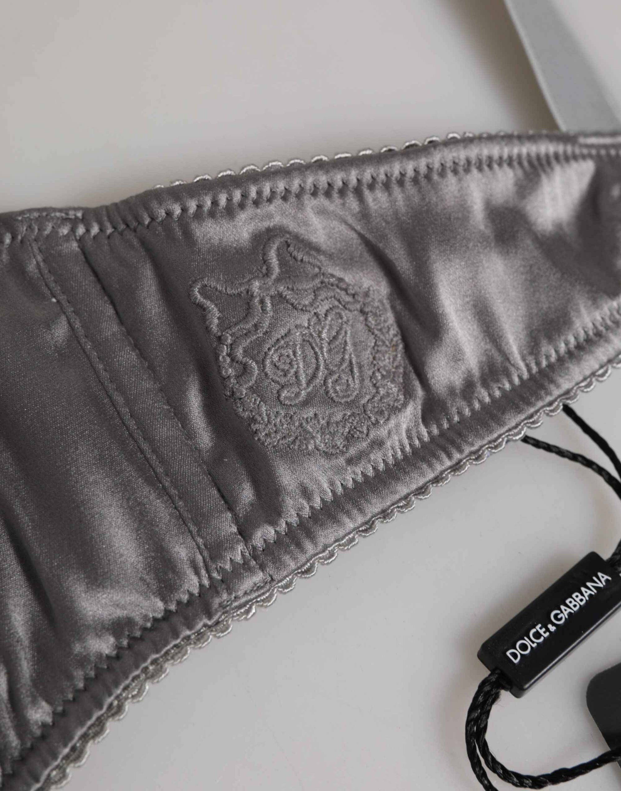 Dolce & Gabbana Gray Silk Underwired Balconette Bra Underwear