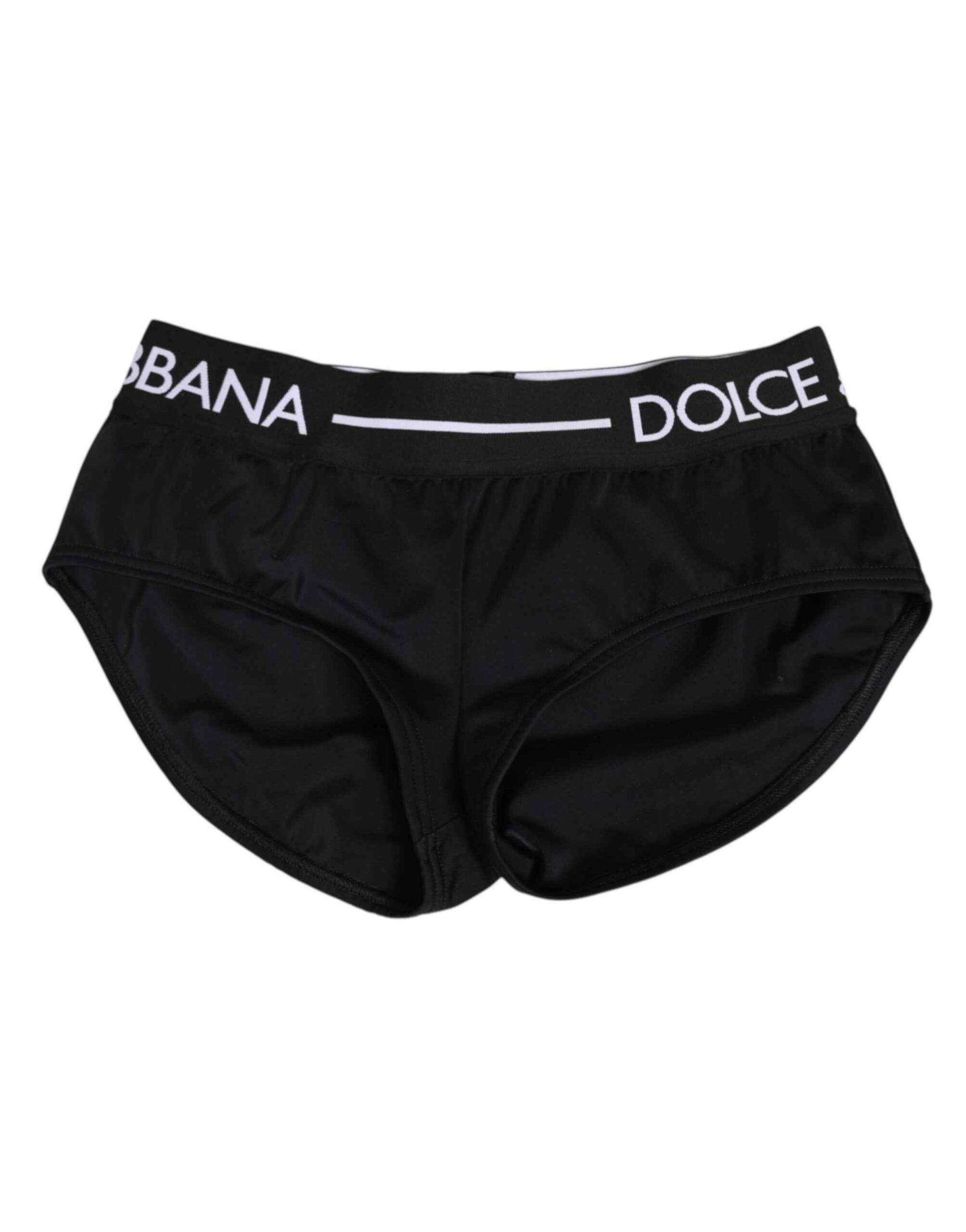 Dolce & Gabbana Black Nylon Logo Waistband Shorts Underwear