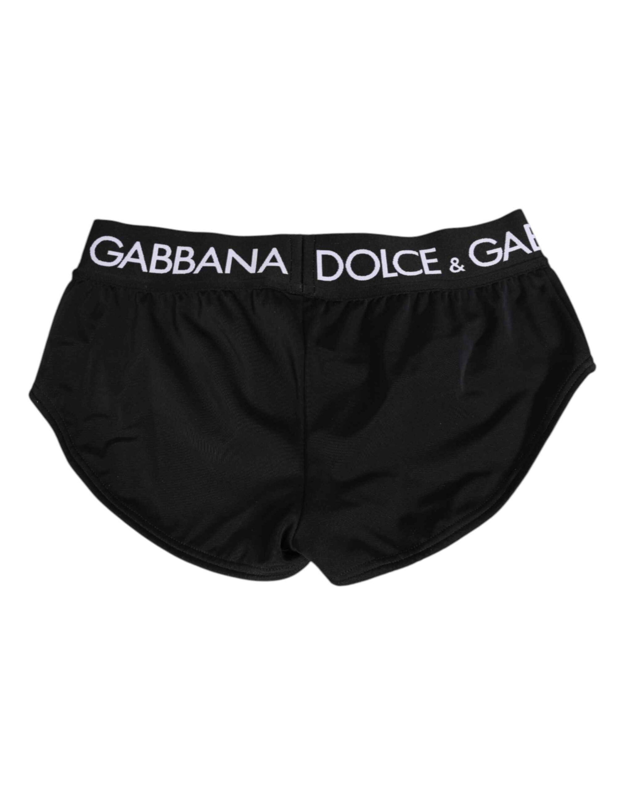 Dolce & Gabbana Black Nylon Logo Waistband Shorts Underwear