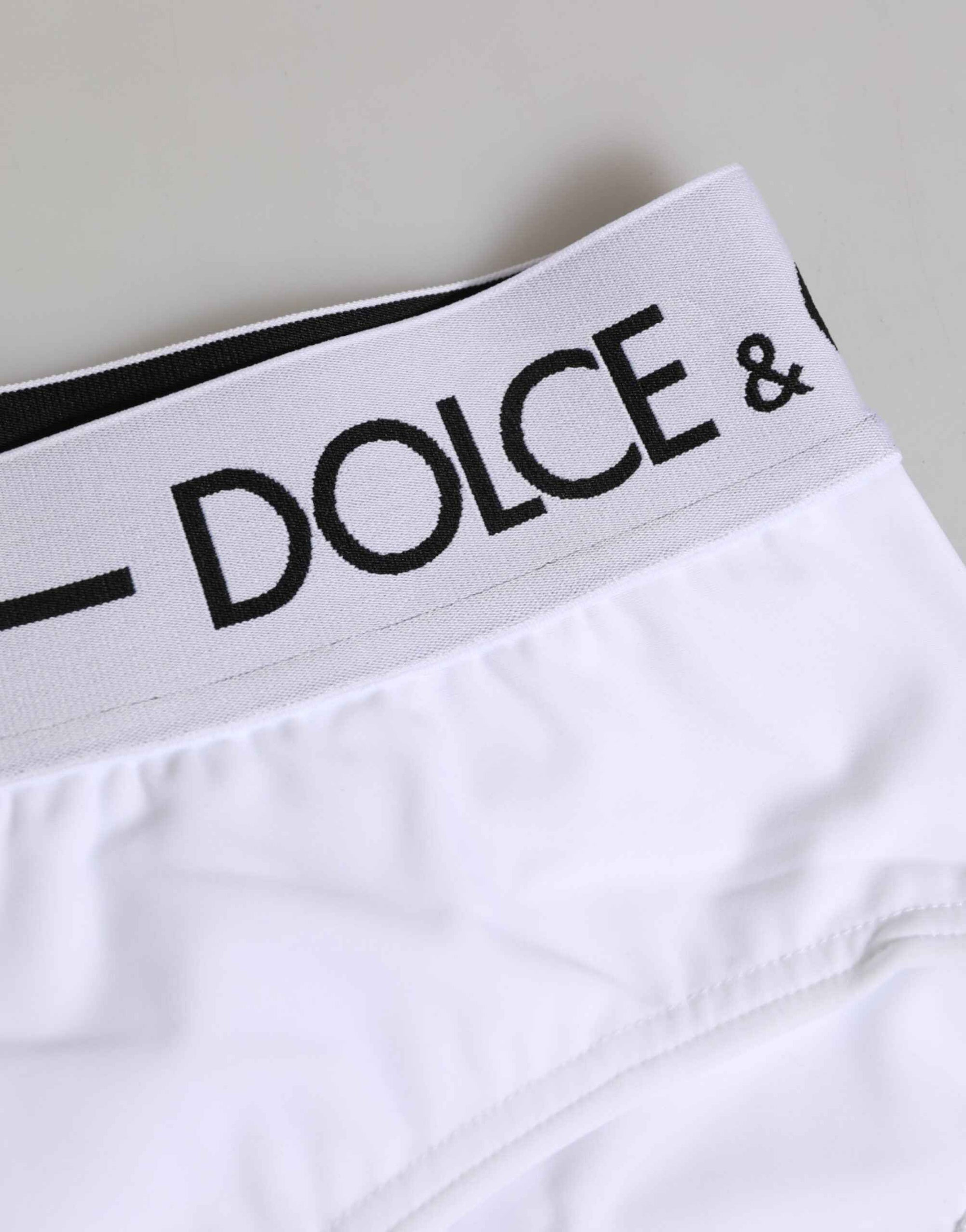 Dolce & Gabbana White Nylon Logo Waistband Shorts Underwear