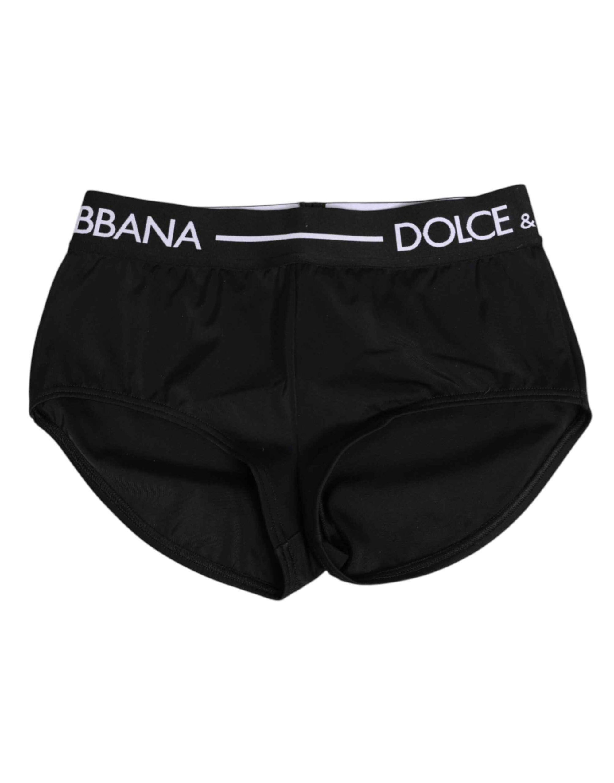 Dolce & Gabbana Black Nylon Logo Waistband Shorts Underwear