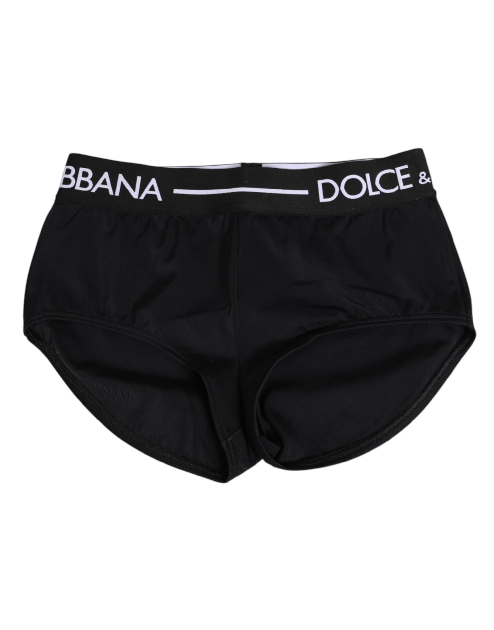 Dolce & Gabbana Black Nylon Logo Waistband Shorts Underwear