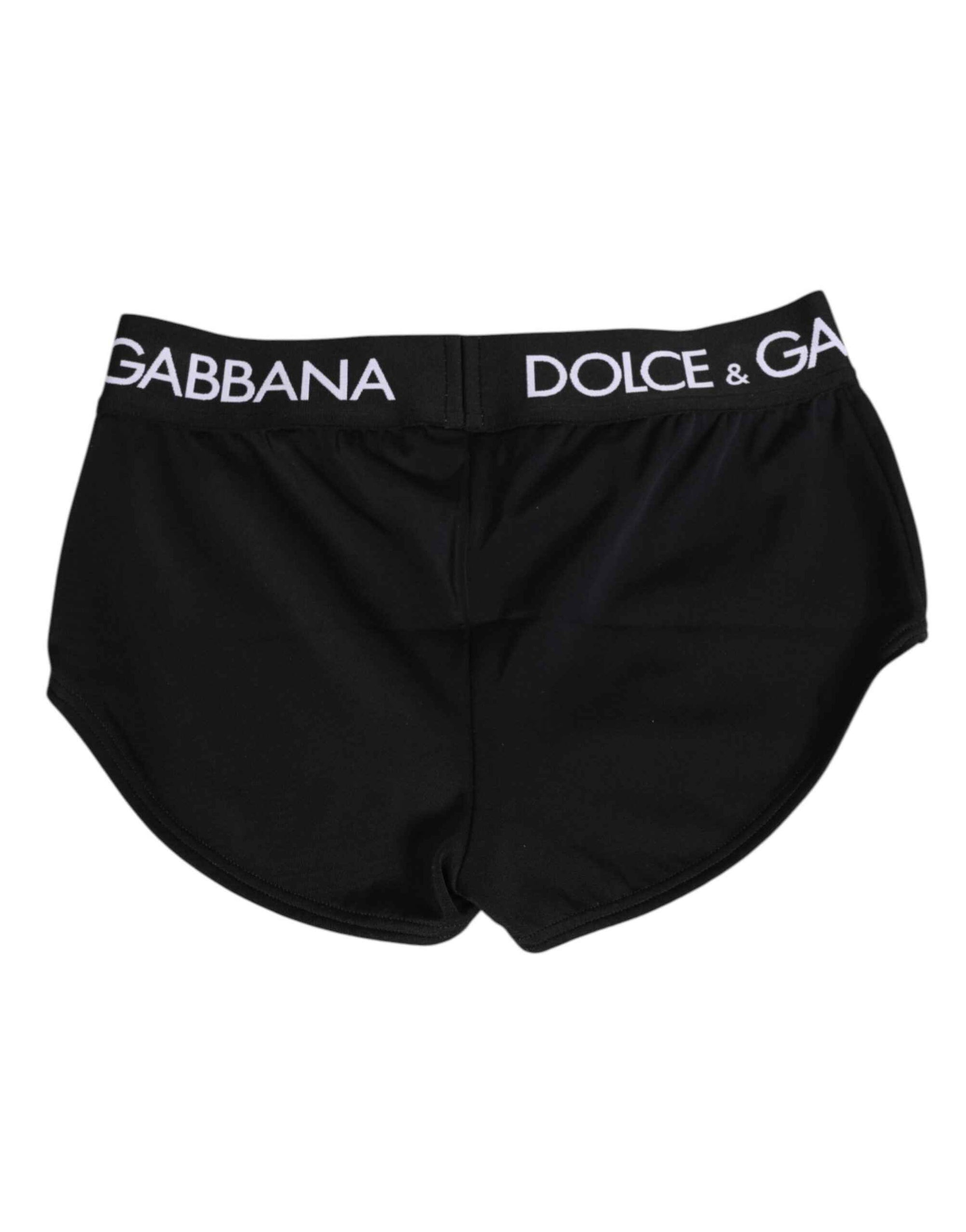 Dolce & Gabbana Black Nylon Logo Waistband Shorts Underwear