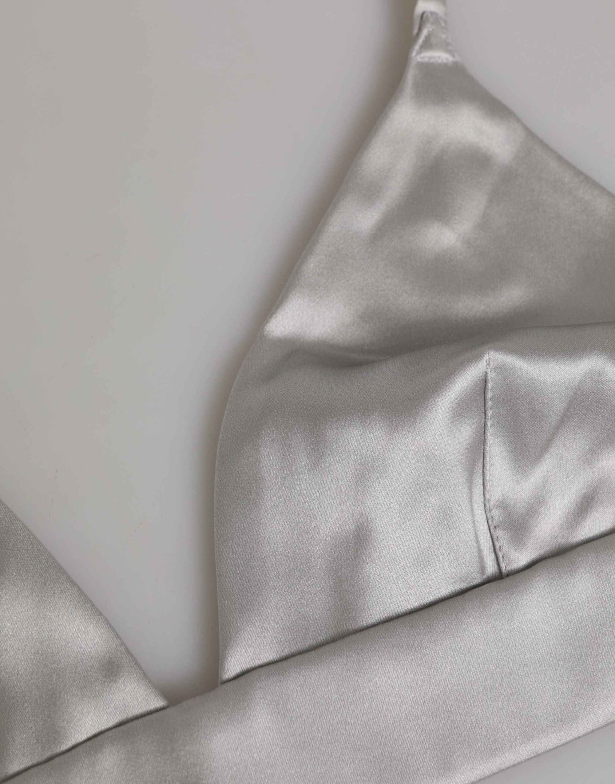 Dolce & Gabbana Gray Silk Satin Triangle Soft Cup Bra Underwear