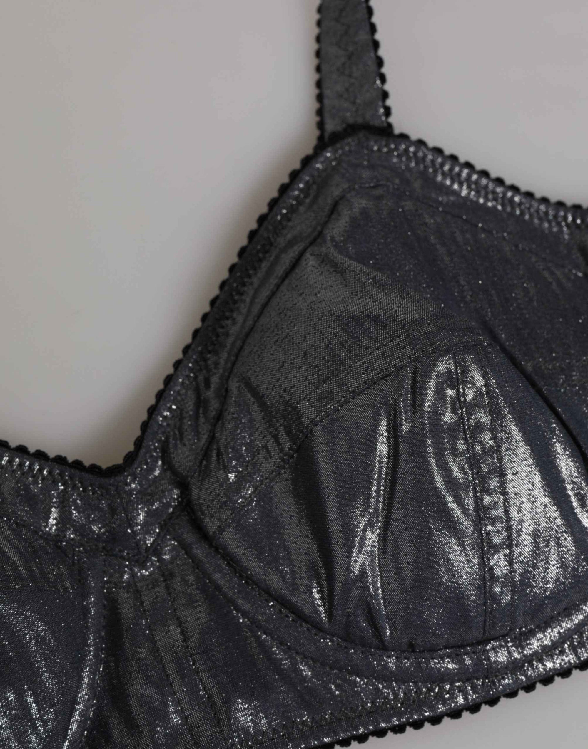 Dolce & Gabbana Dark Gray Silk Stretch Balconcino Bra Underwear