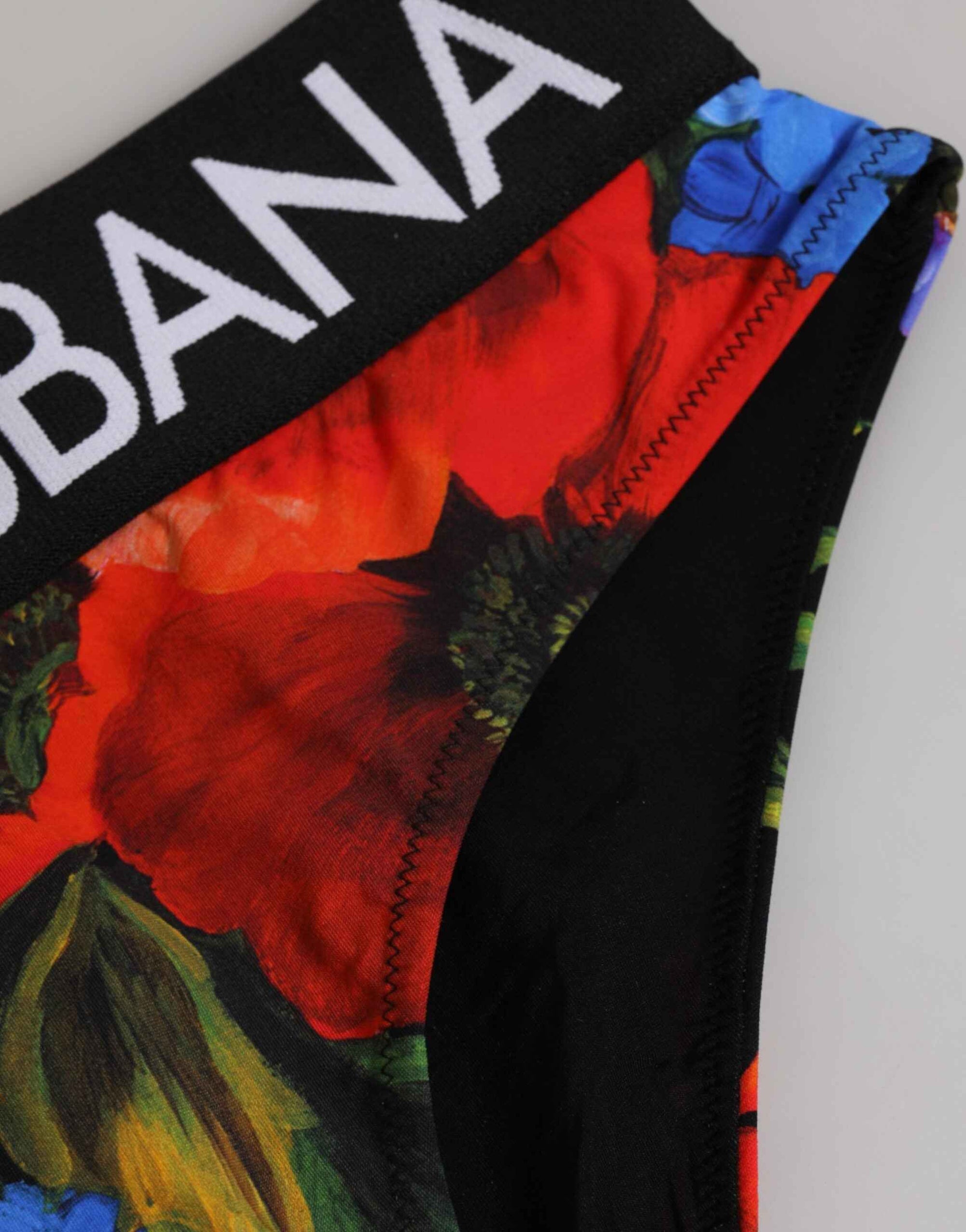 Dolce & Gabbana Black Floral Print High Waist Panty Underwear