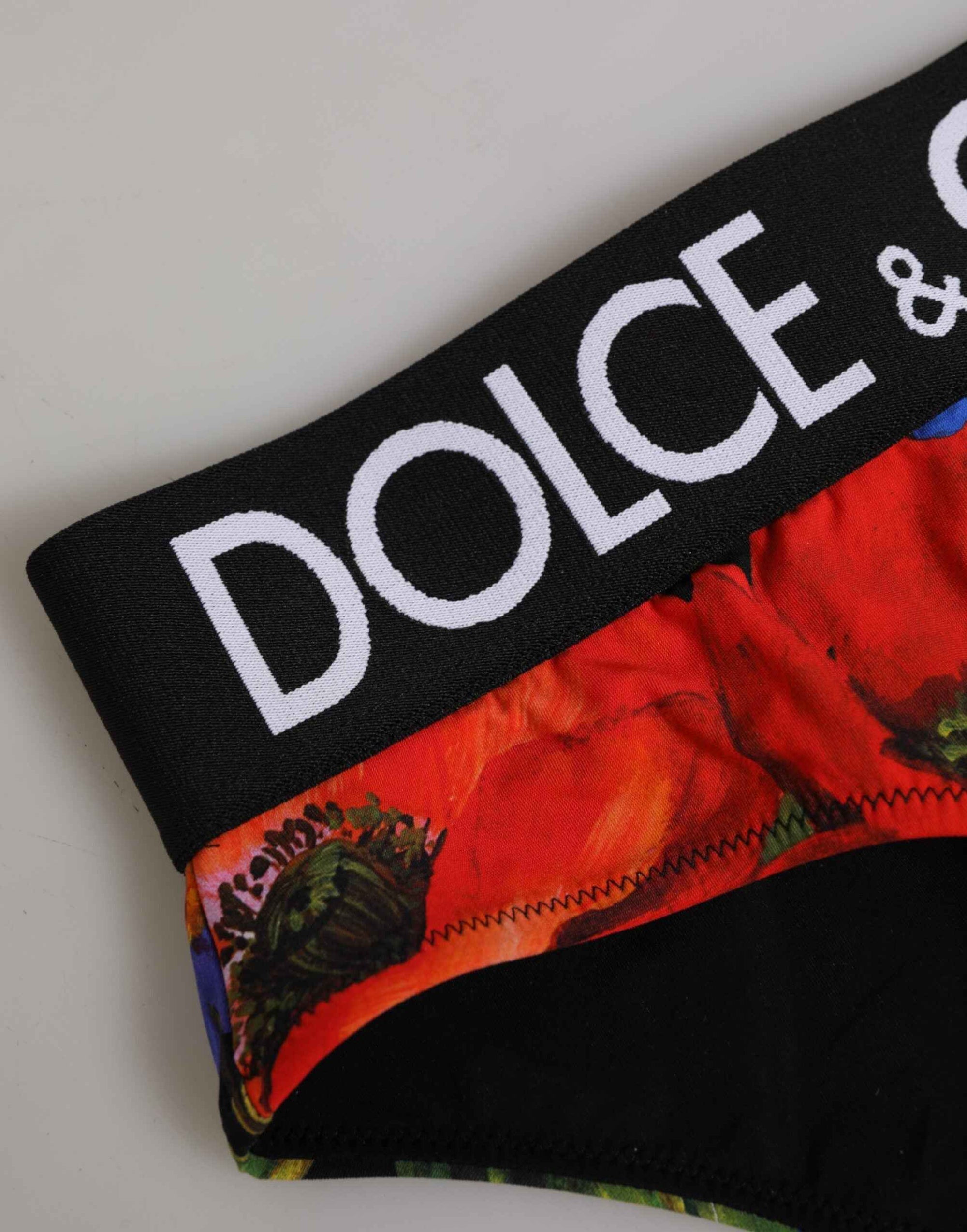 Dolce & Gabbana Black Floral Print High Waist Panty Underwear