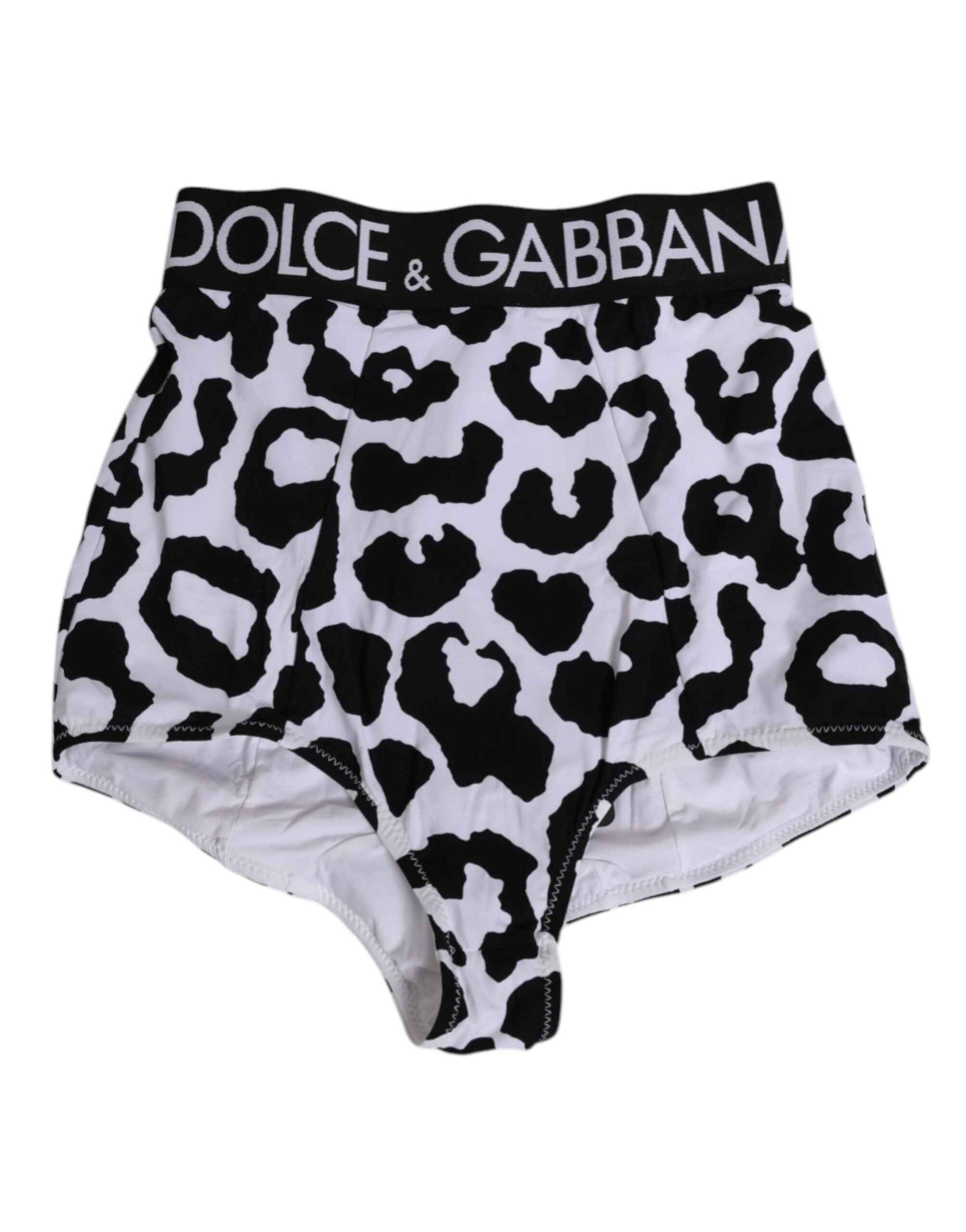 Dolce & Gabbana White Leopard Nylon High Waist Girdle Underwear