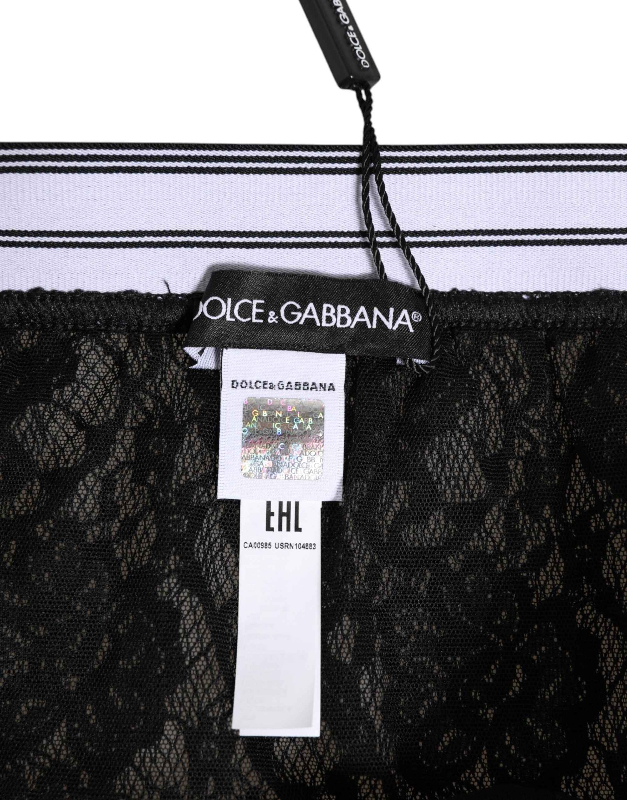 Dolce & Gabbana Black Lace Nylon High Waist Panty Underwear