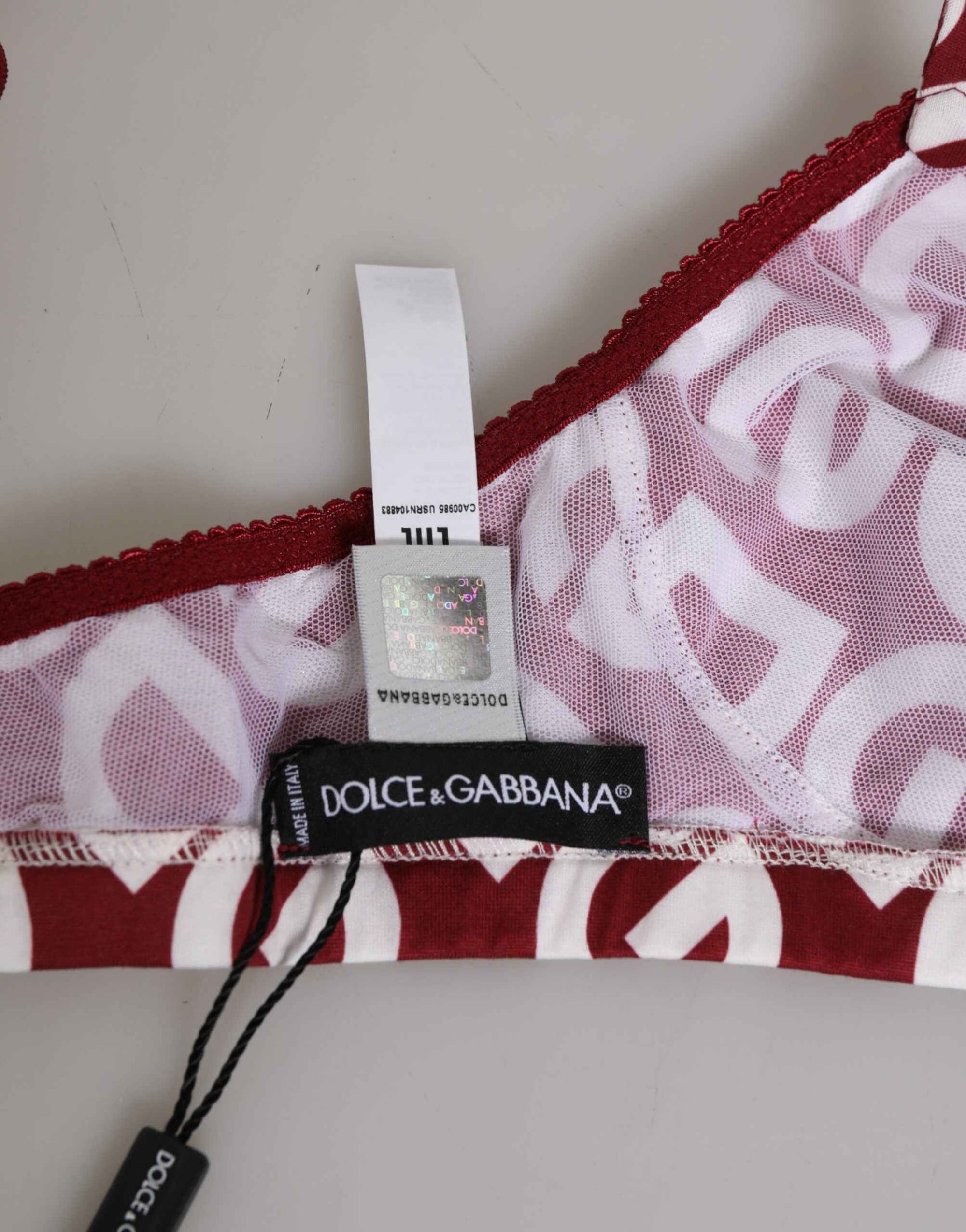 Dolce & Gabbana Red White Logo Mania Soft Cup Bra Underwear