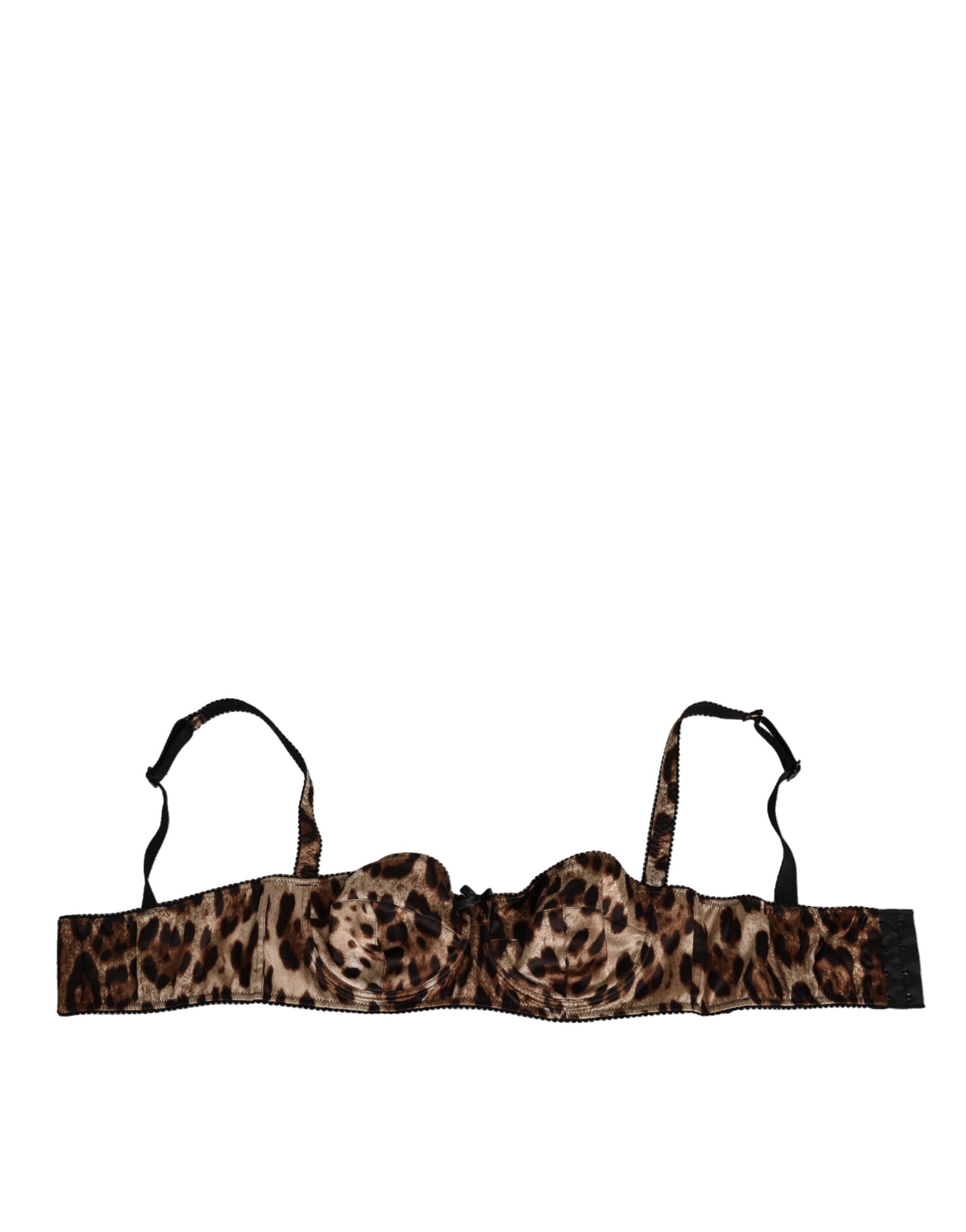 Dolce & Gabbana Brown Leopard Silk Balconnet Bra Underwear