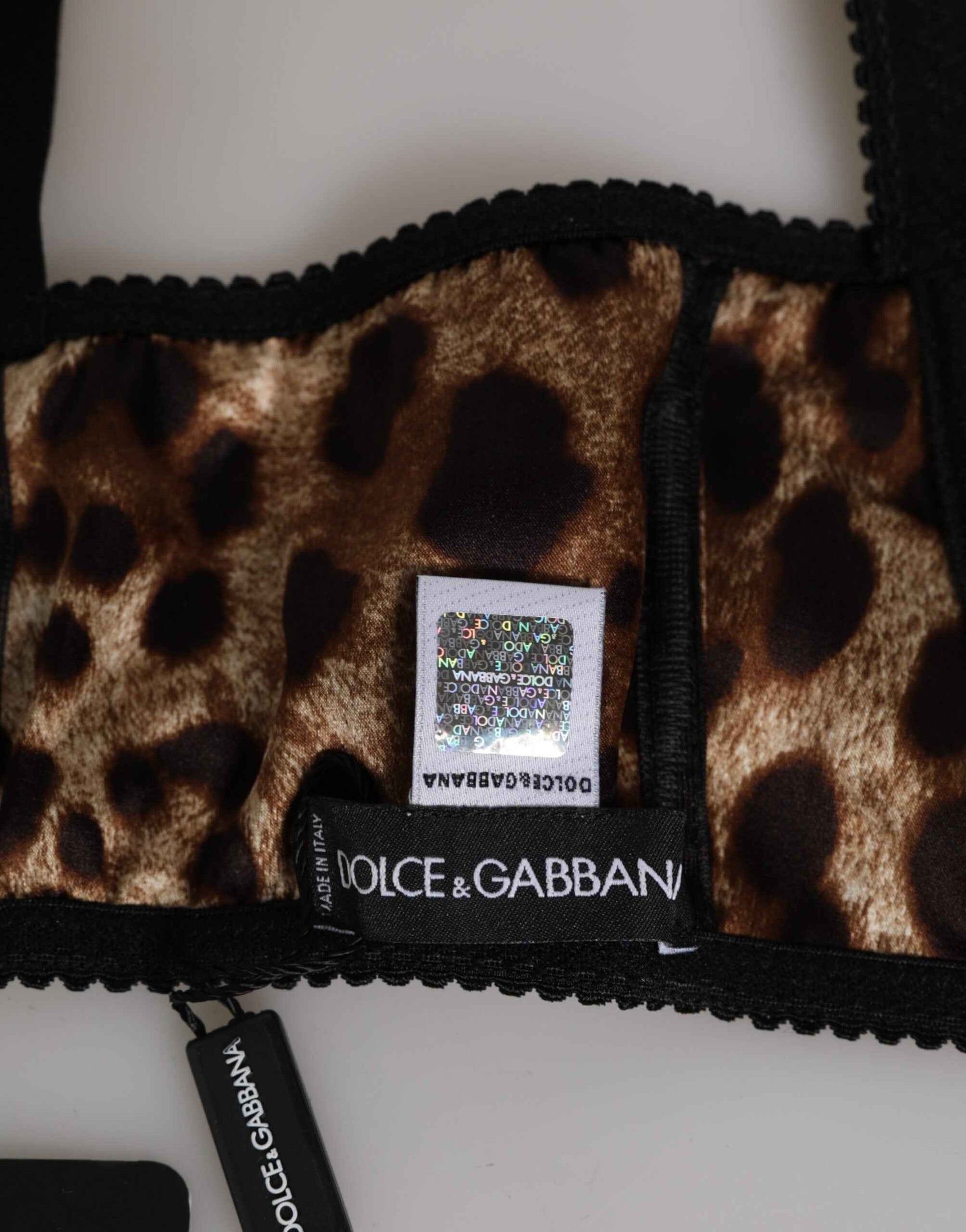 Dolce & Gabbana Brown Leopard Silk Balconnet Bra Underwear