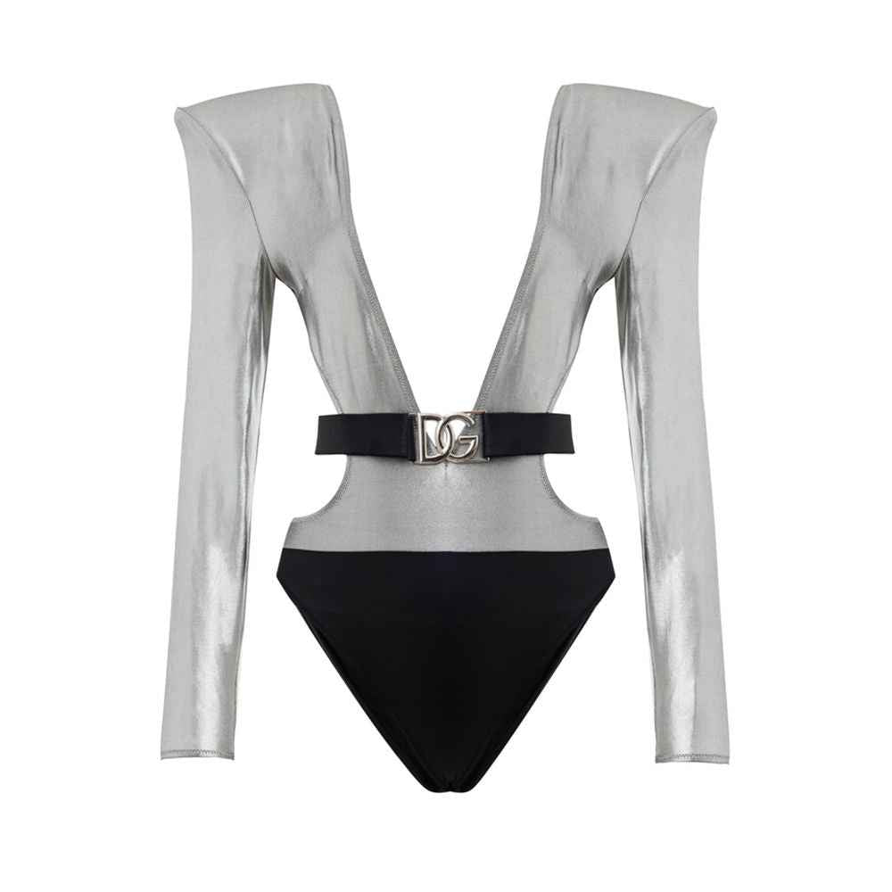 Dolce & Gabbana Gray Viscose One-Piece Swimsuit