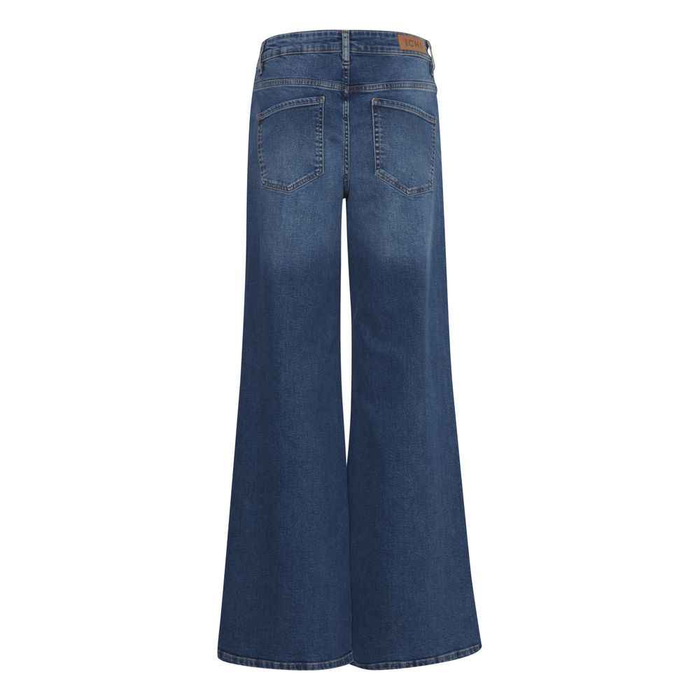 ICHI Blue Cotton Bootcut Jean