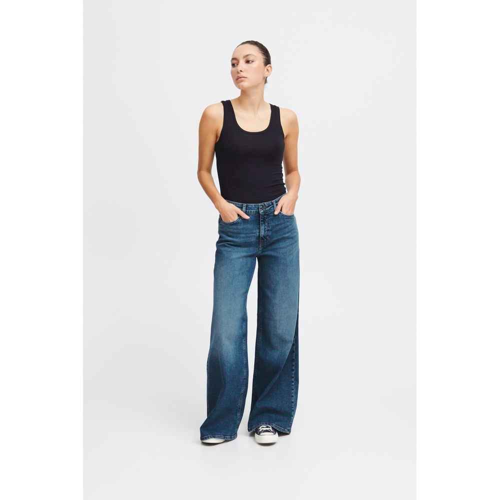 ICHI Blue Cotton Bootcut Jean
