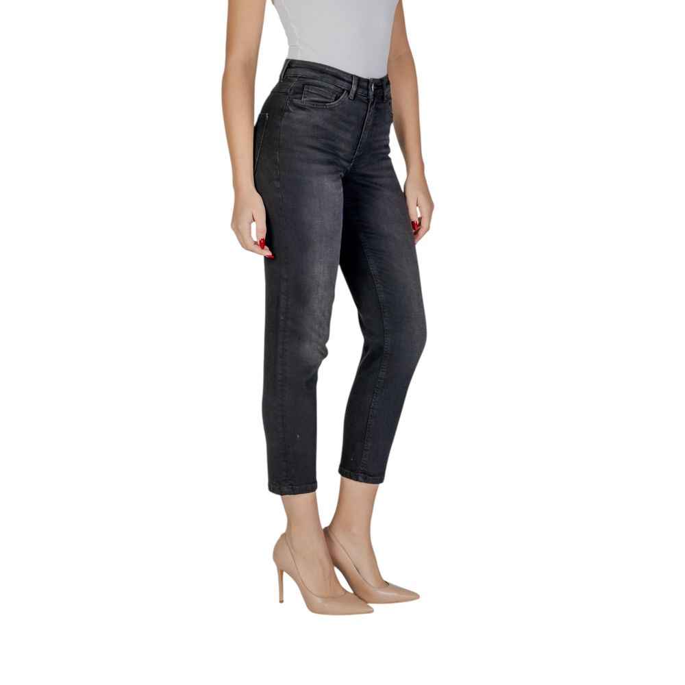 ICHI Black Cotton Mom Jean