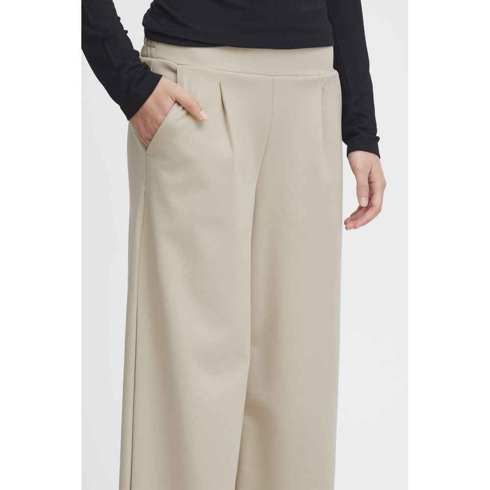 ICHI Beige Recycled Polyurethane Pant